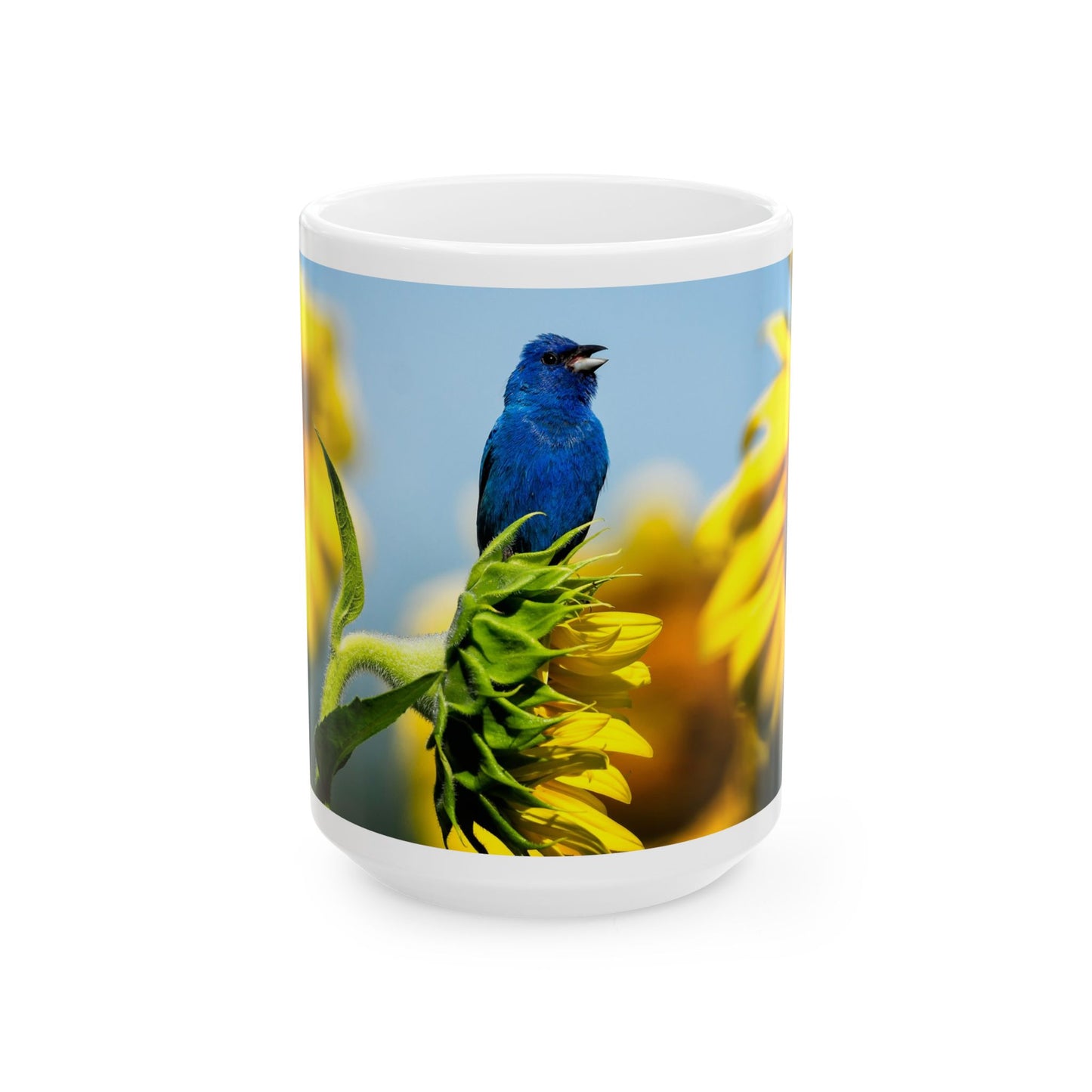 Indigo Bunting - White interior mug
