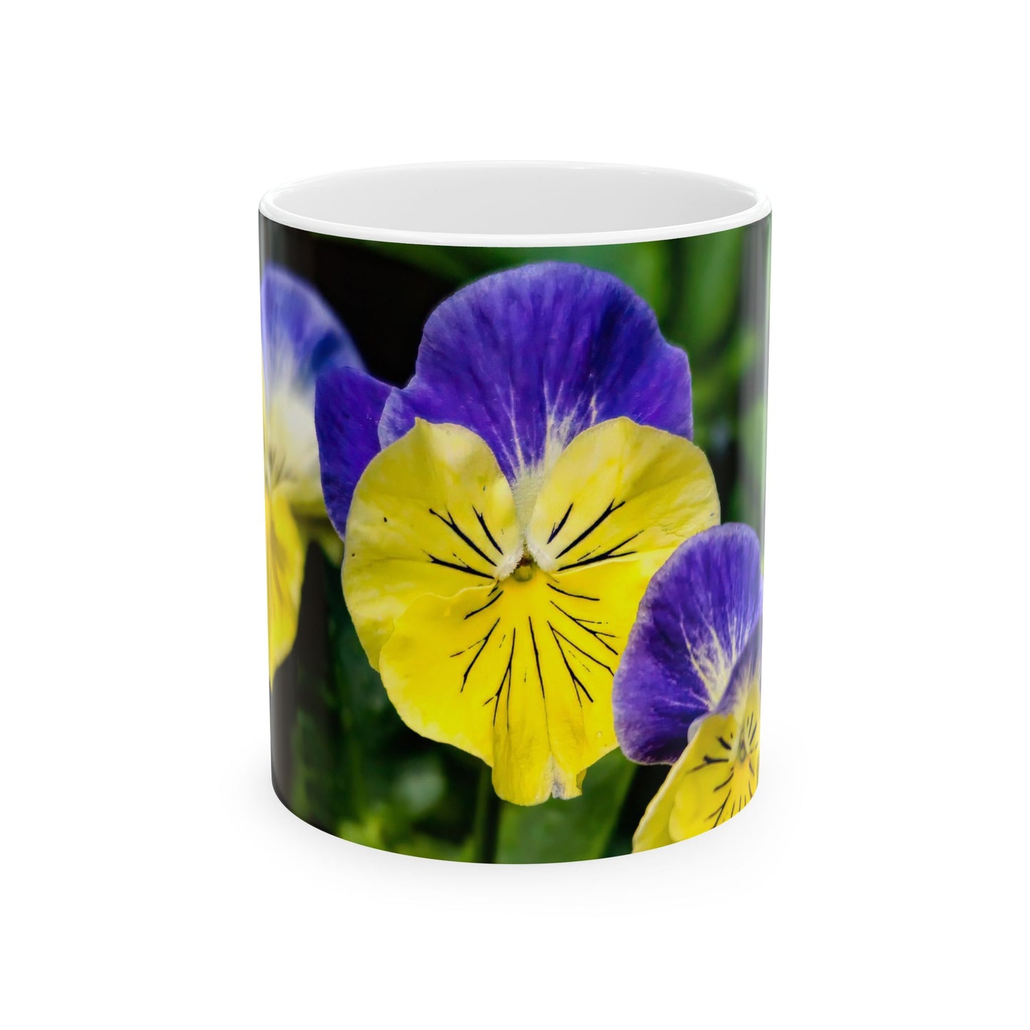 Pansies - White interior mug