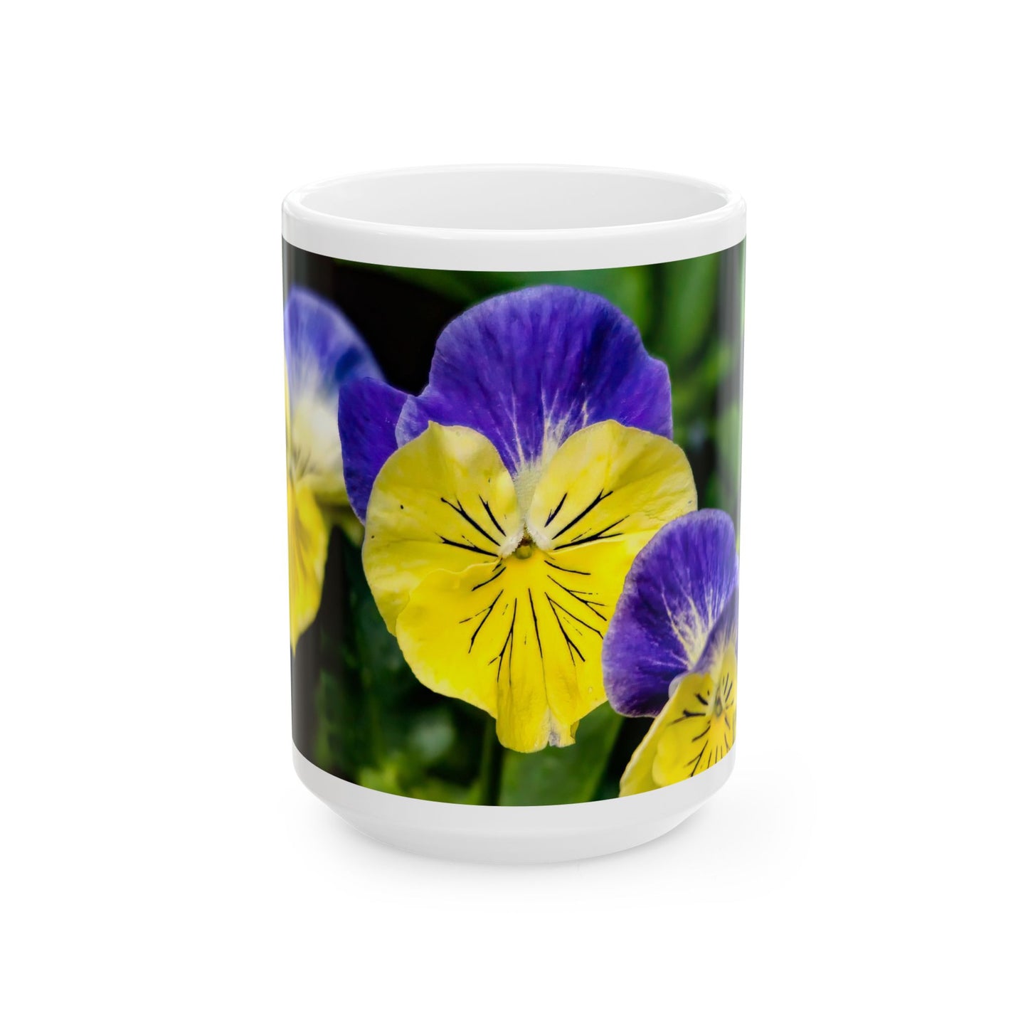 Pansies - White interior mug