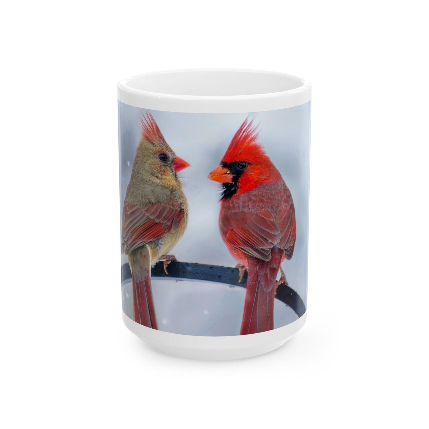 Cardinal Pair - White interior mug