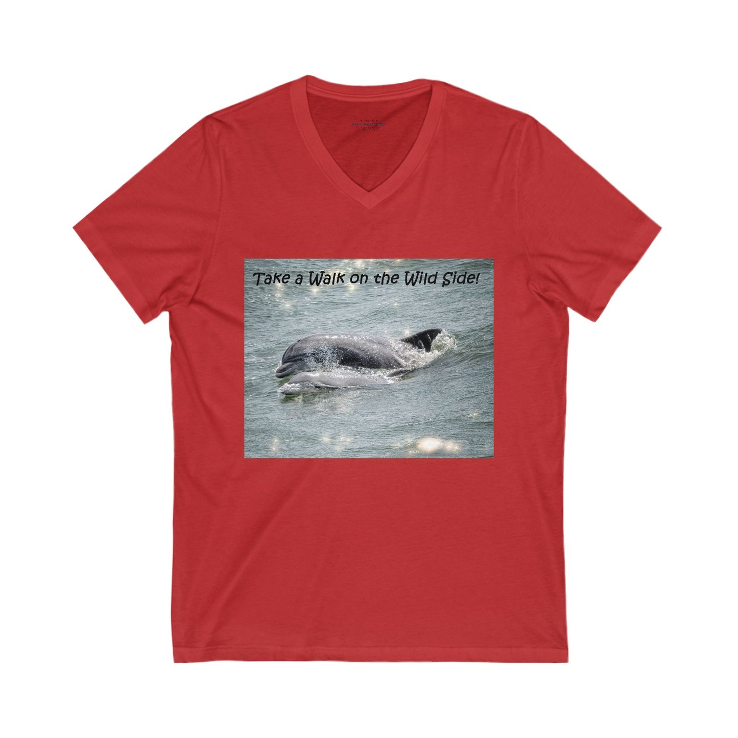 Playful dolphin and baby in the ocean - V-Neck Tee-shirt