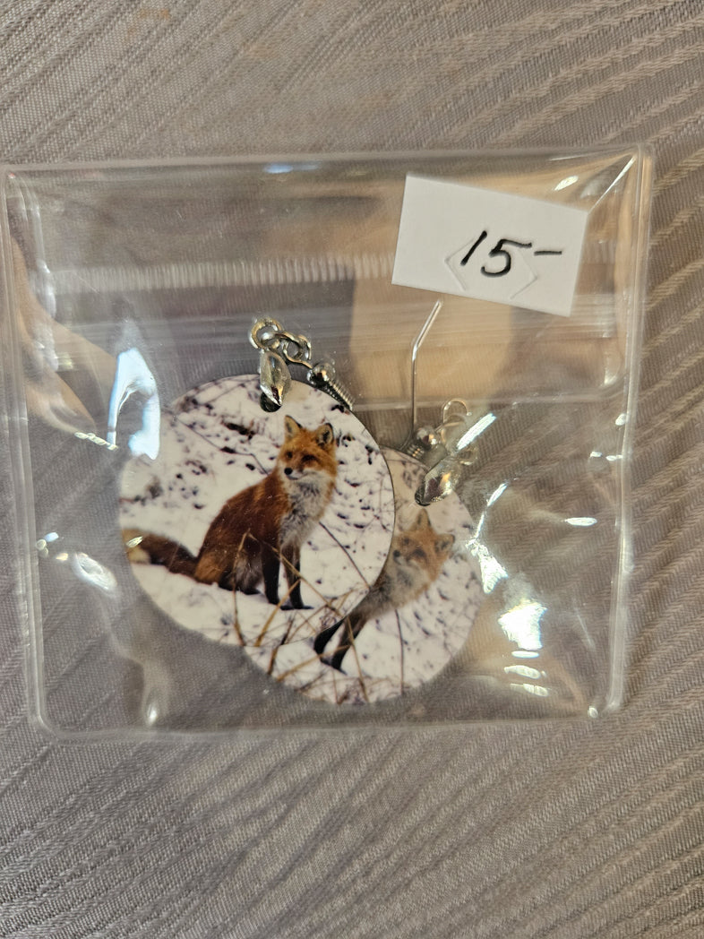 Earrings, fox