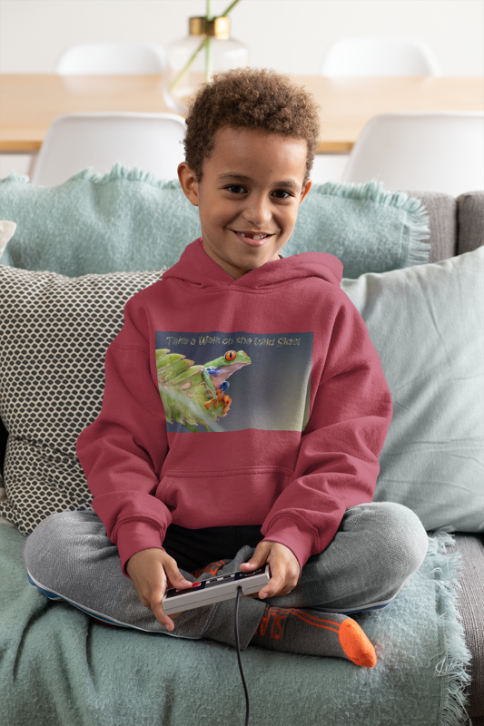 Costa Rican Red-Eyed Tree Frog in a leaf - Heavy Blend™ Hooded Sweatshirt
