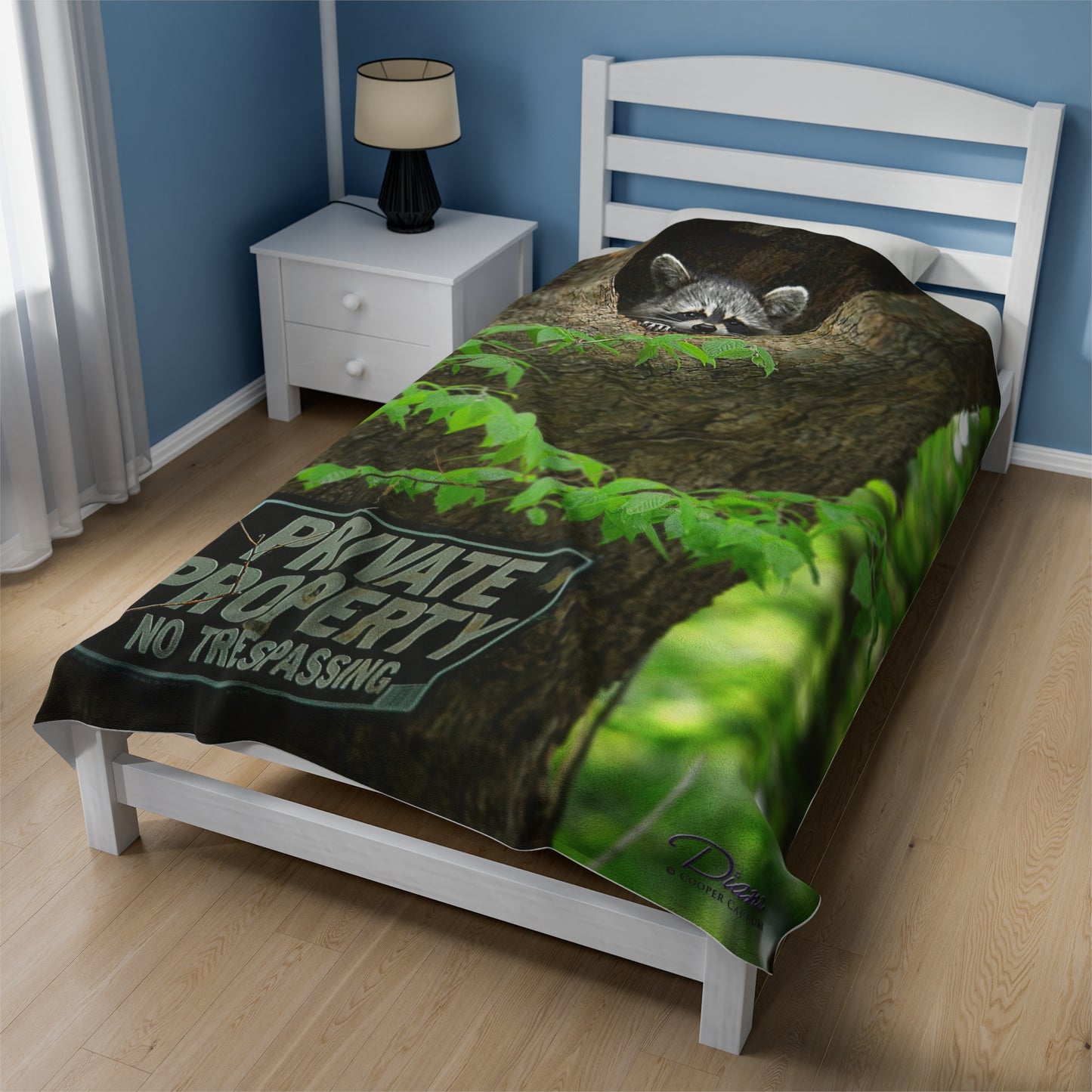 Raccoon "Private Property" - Velvet Blanket