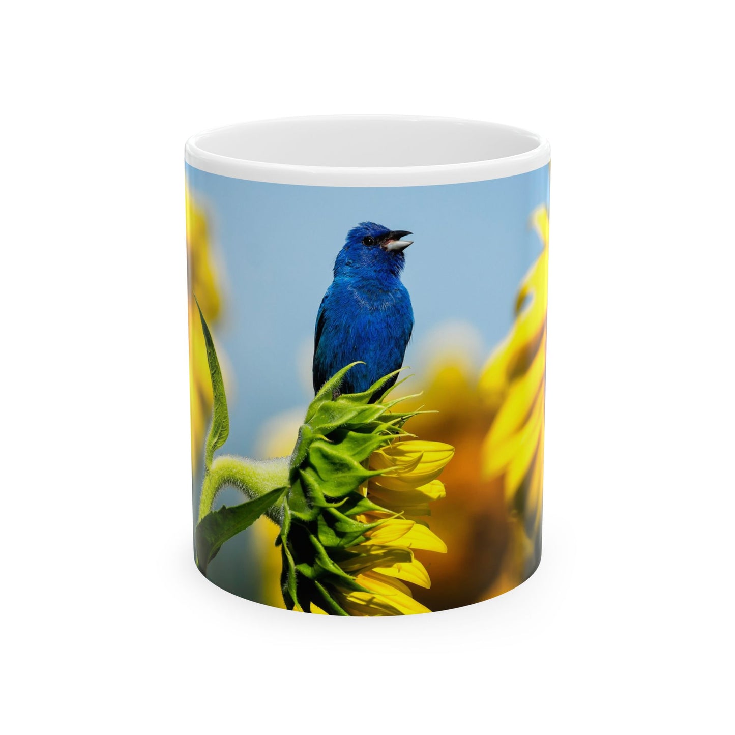 Indigo Bunting - White interior mug