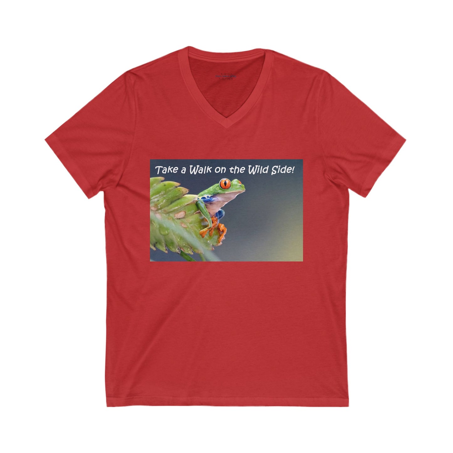 Costa Rican Red-Eyed Tree Frog on a leaf - V-Neck Tee-Shirt
