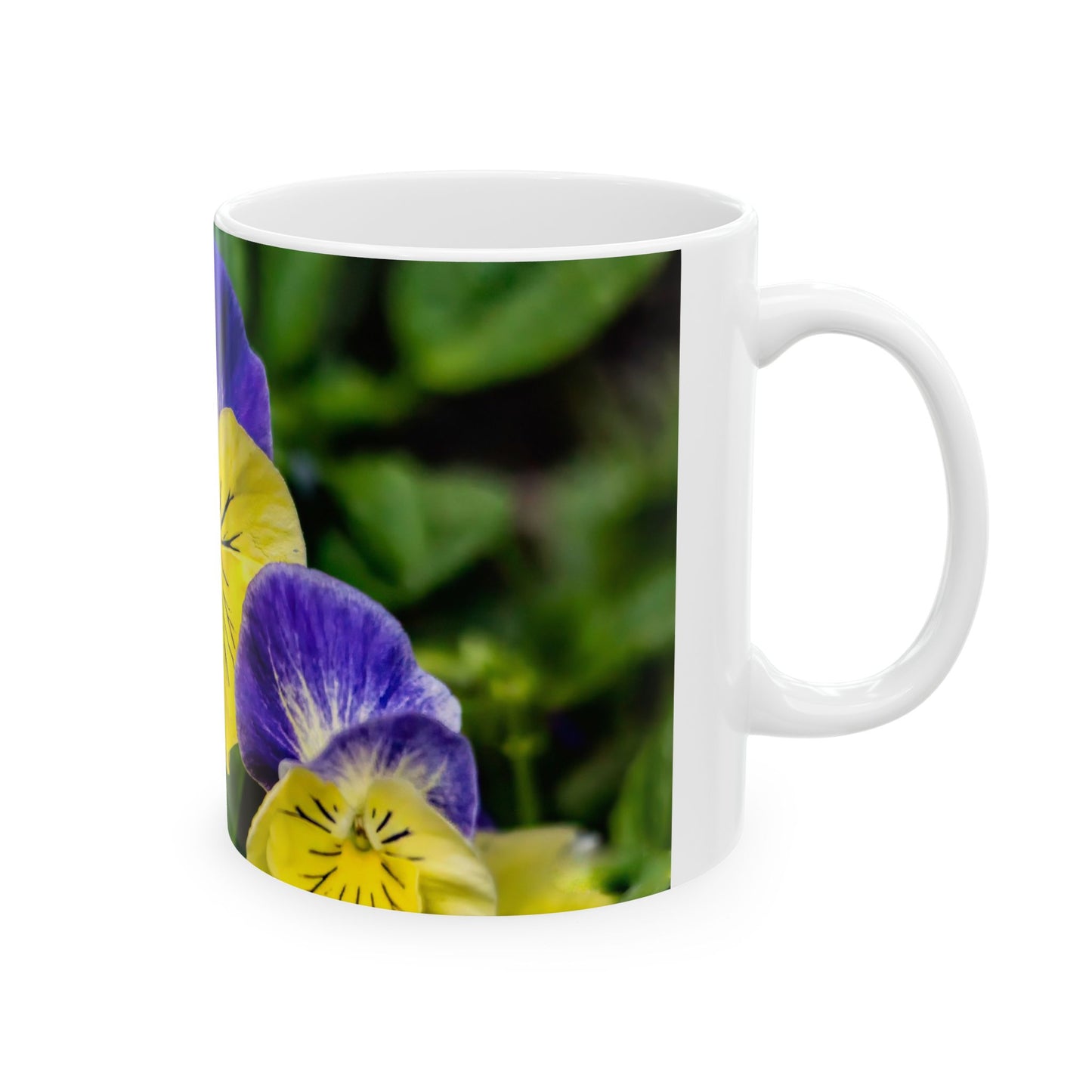 Pansies - White interior mug
