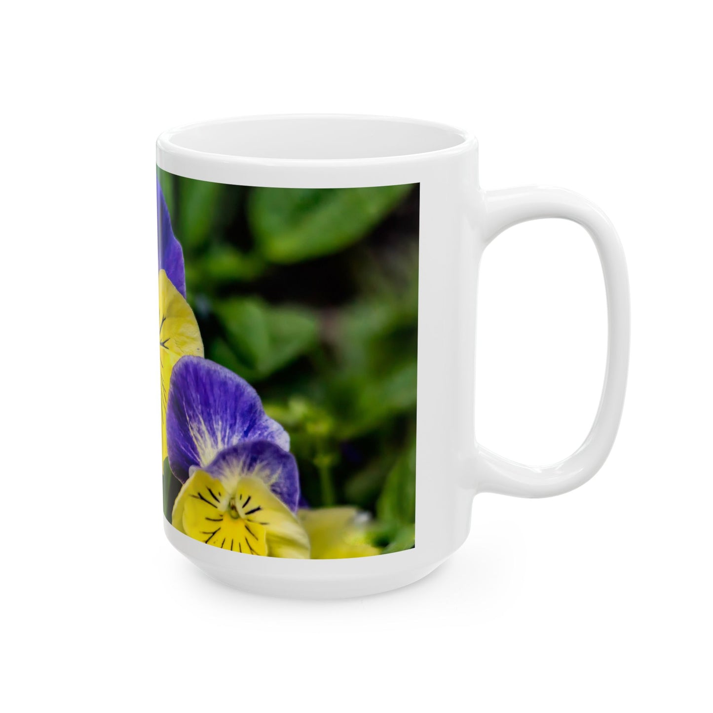 Pansies - White interior mug
