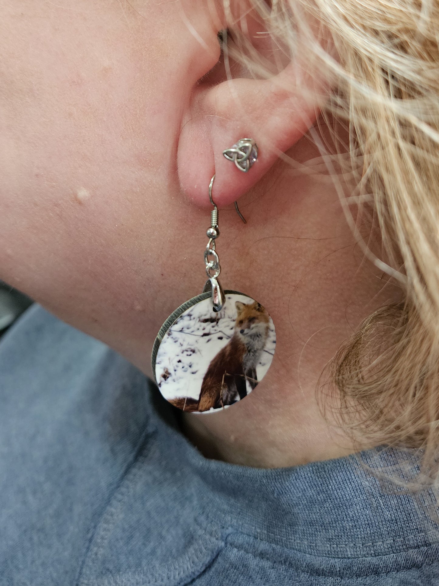 Earrings, fox