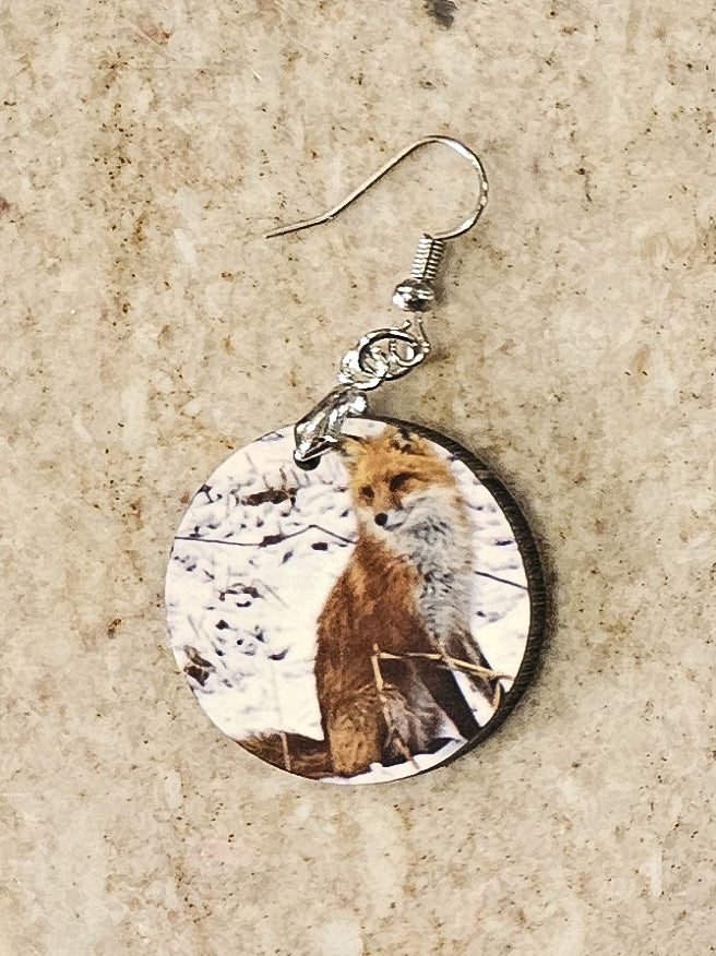 Earrings, fox