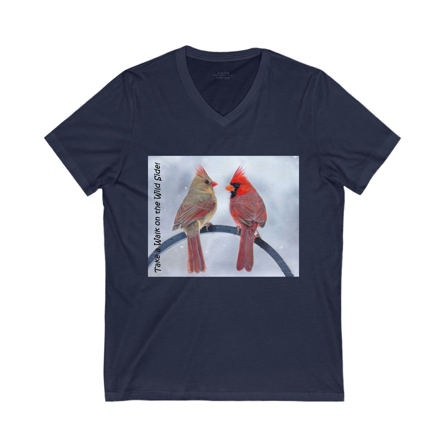 Cardinal Pair's "Snowy Chat" - V-Neck Tee-Shirt