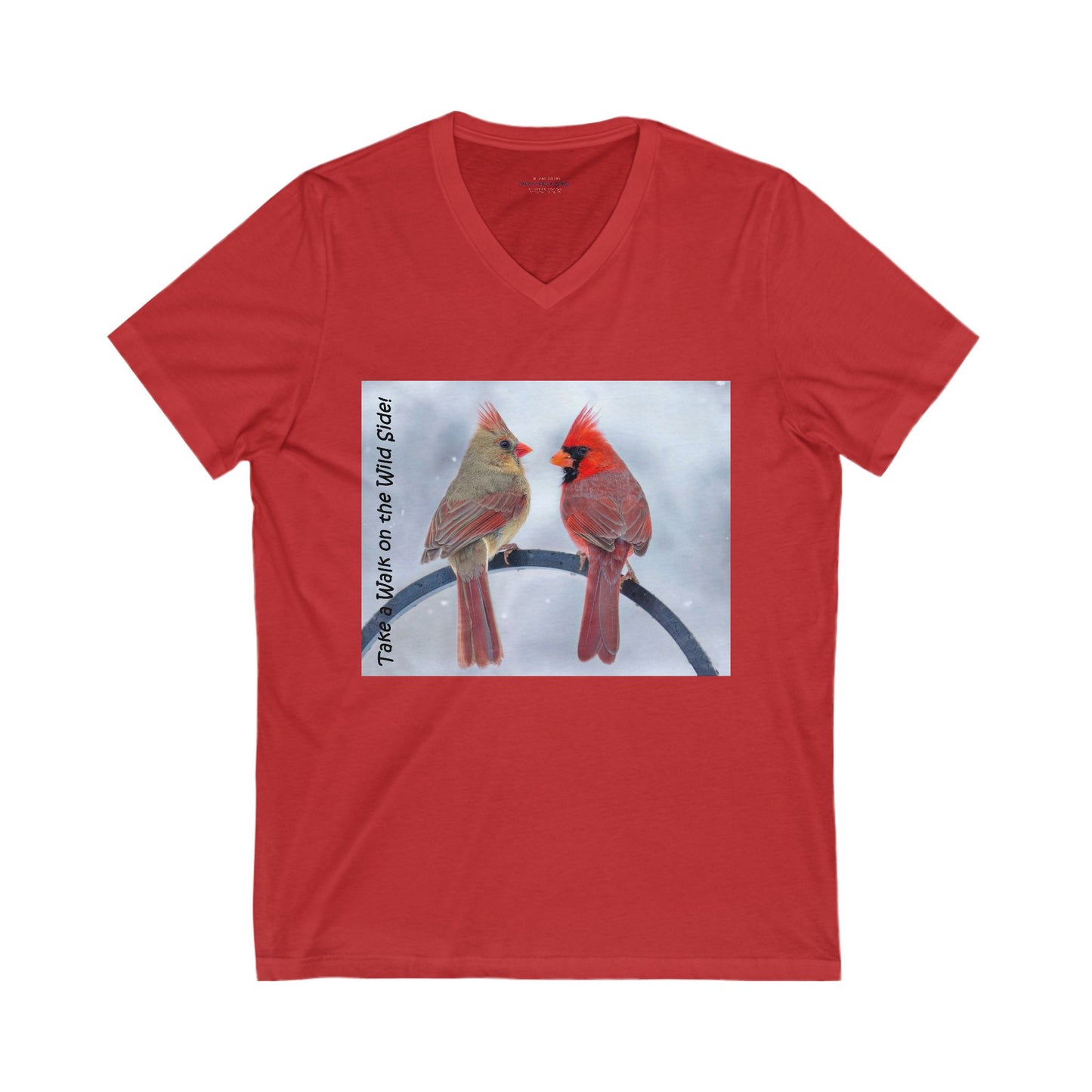 Cardinal Pair's "Snowy Chat" - V-Neck Tee-Shirt