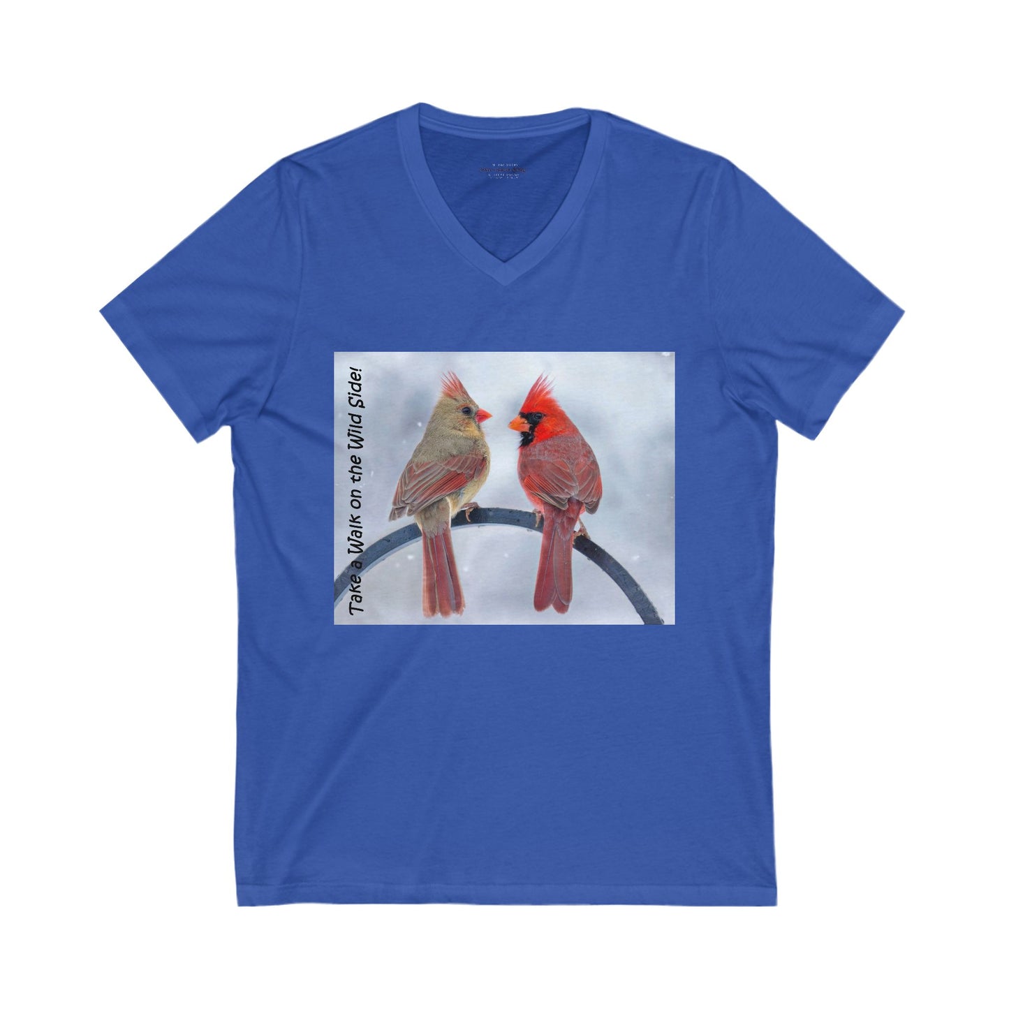 Cardinal Pair's "Snowy Chat" - V-Neck Tee-Shirt