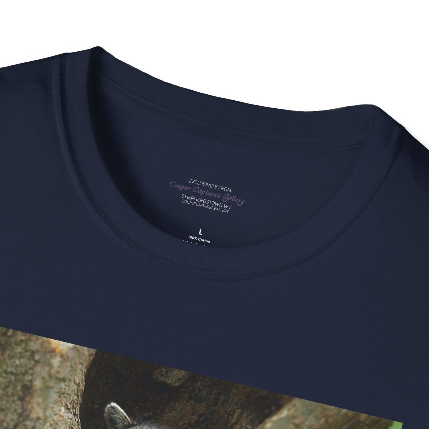 Playful raccoon in a tree hole with "Private Property" sign - T-shirt