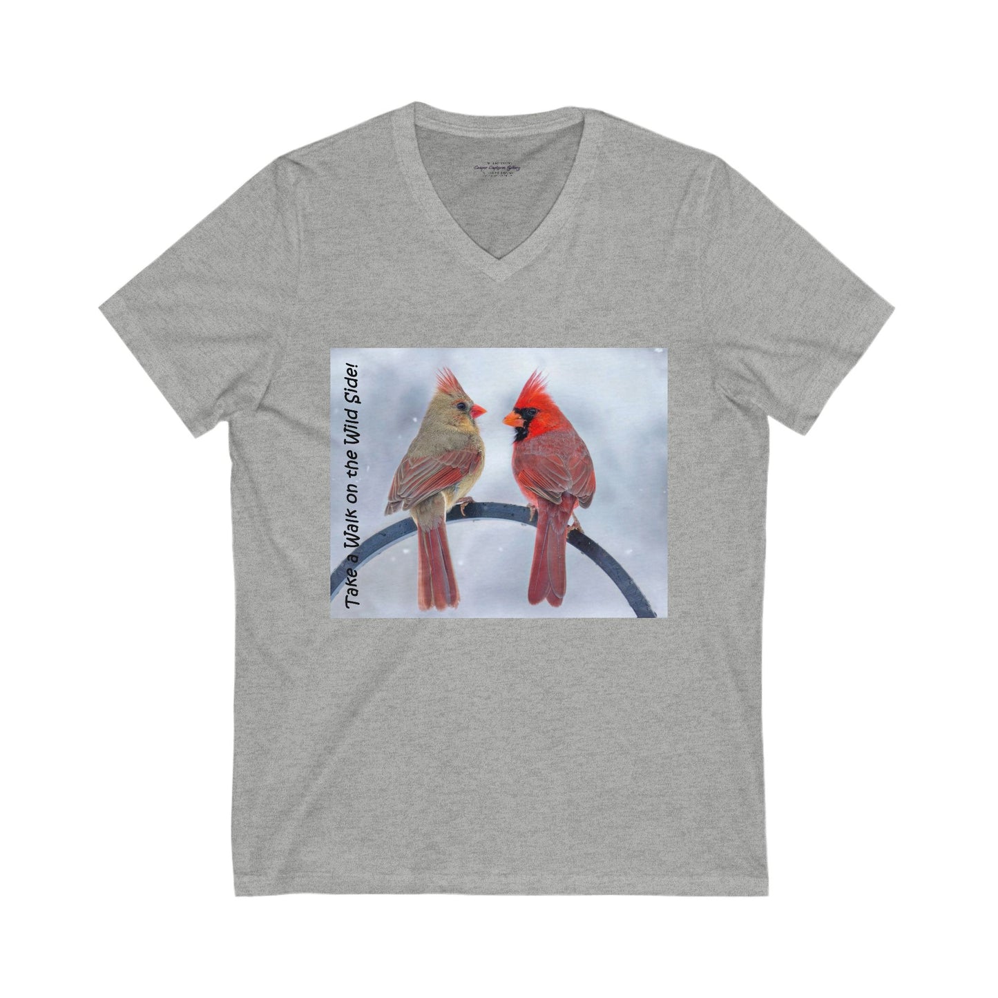 Cardinal Pair's "Snowy Chat" - V-Neck Tee-Shirt