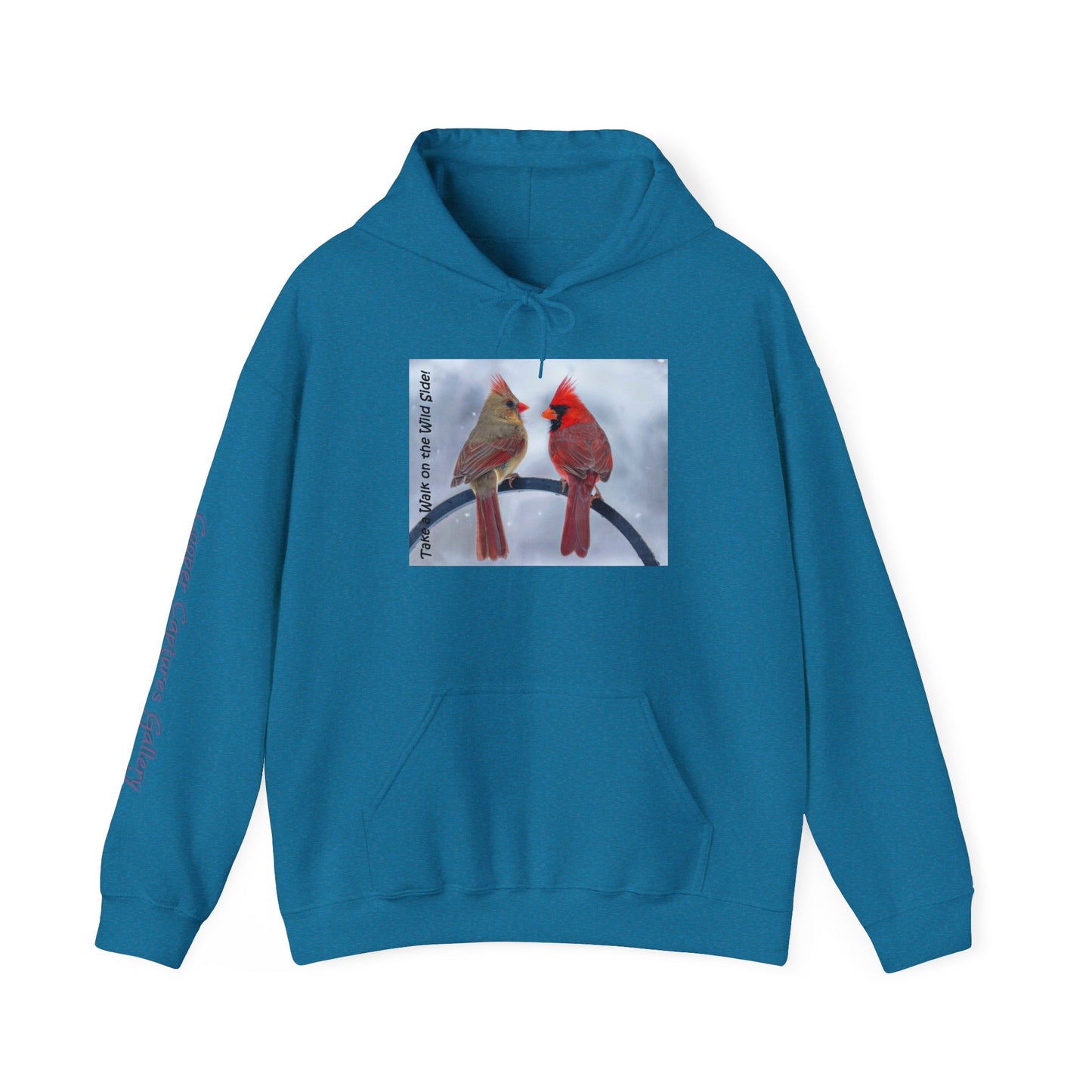 Cardinal Pair in winter on Unisex Heavy Blend™ Hooded Sweatshirt