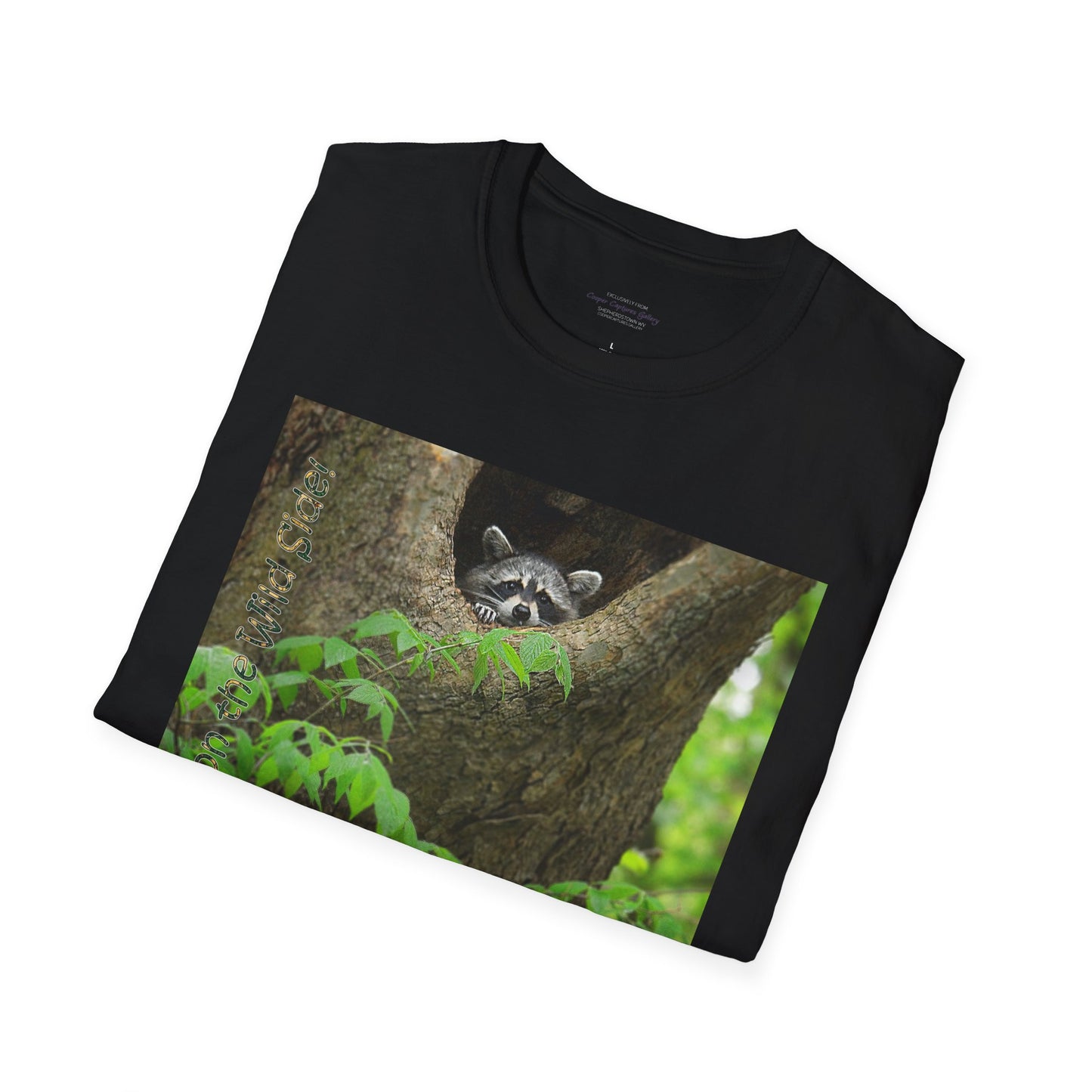 Playful raccoon in a tree hole with "Private Property" sign - T-shirt