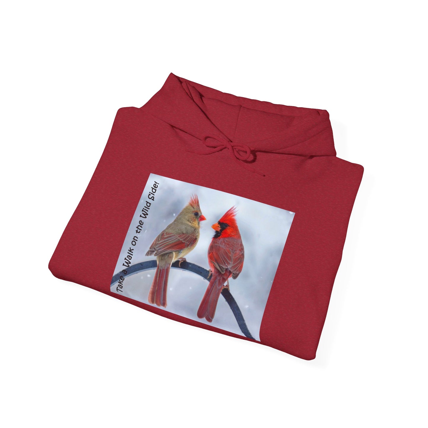 Cardinal Pair in winter on Unisex Heavy Blend™ Hooded Sweatshirt