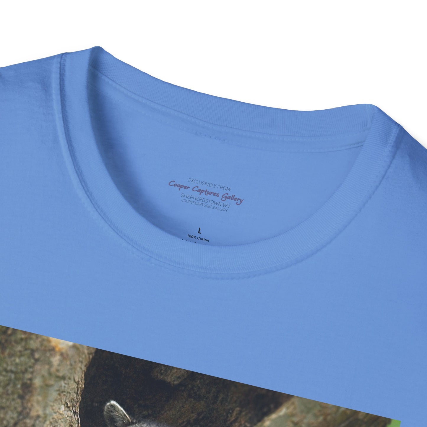 Playful raccoon in a tree hole with "Private Property" sign - T-shirt
