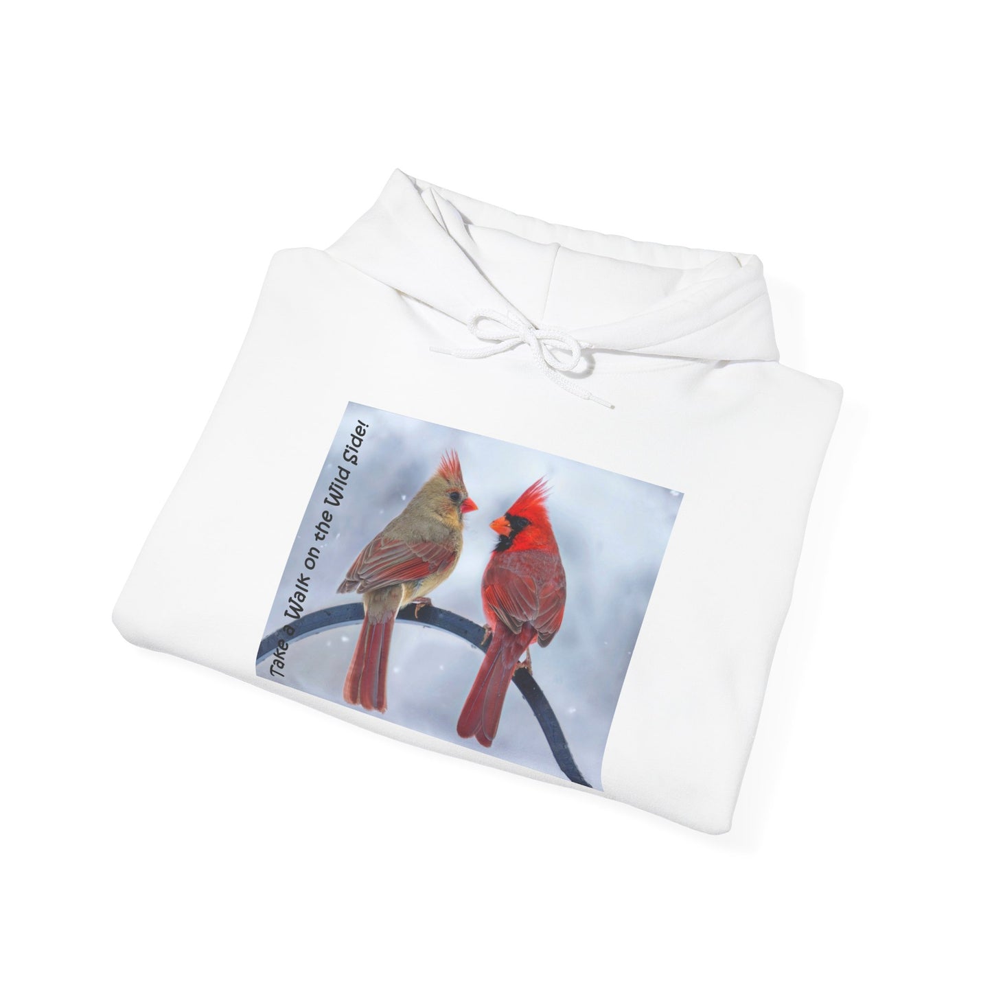 Cardinal Pair in winter on Unisex Heavy Blend™ Hooded Sweatshirt