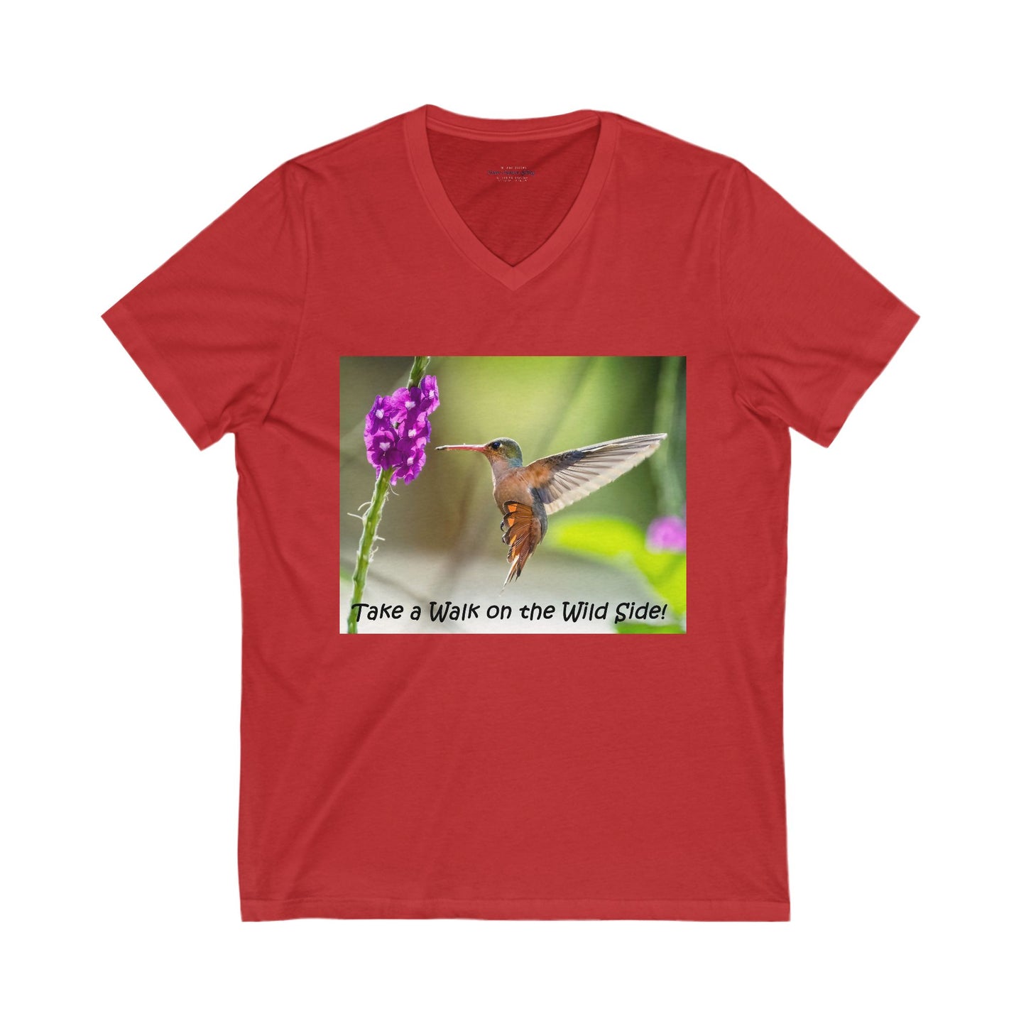 Costa Rican Rufous-Tailed Hummingbird sipping from a flower - V-Neck Tee-Shirt