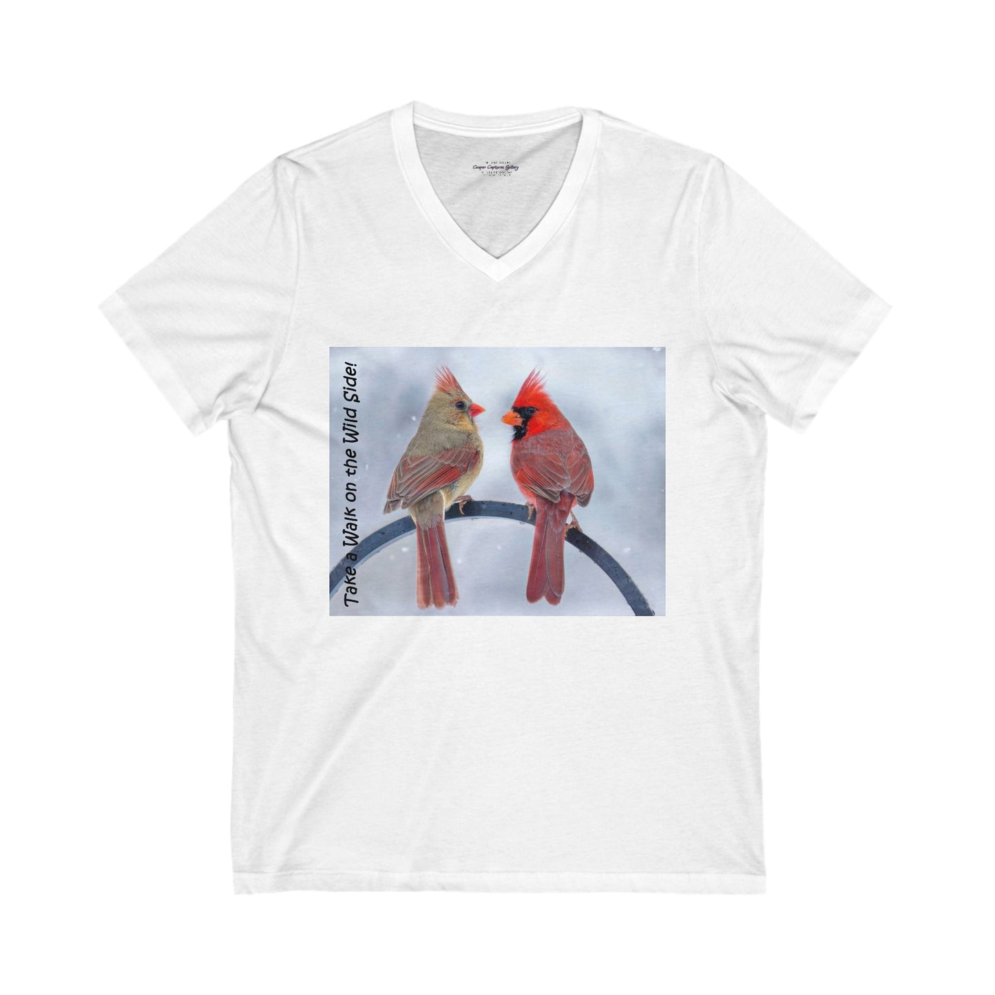 Cardinal Pair's "Snowy Chat" - V-Neck Tee-Shirt