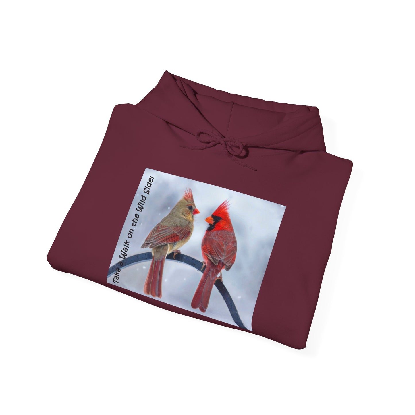 Cardinal Pair in winter on Unisex Heavy Blend™ Hooded Sweatshirt