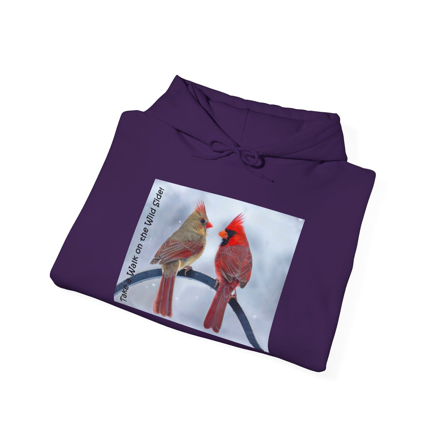 Cardinal Pair in winter on Unisex Heavy Blend™ Hooded Sweatshirt