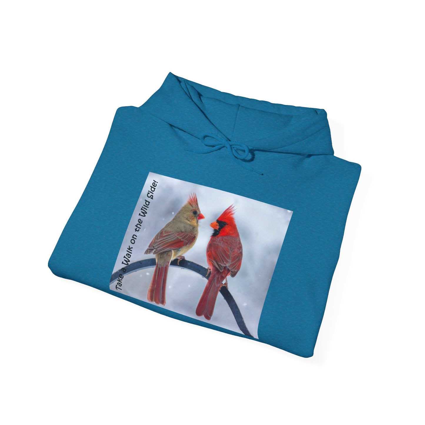 Cardinal Pair in winter on Unisex Heavy Blend™ Hooded Sweatshirt