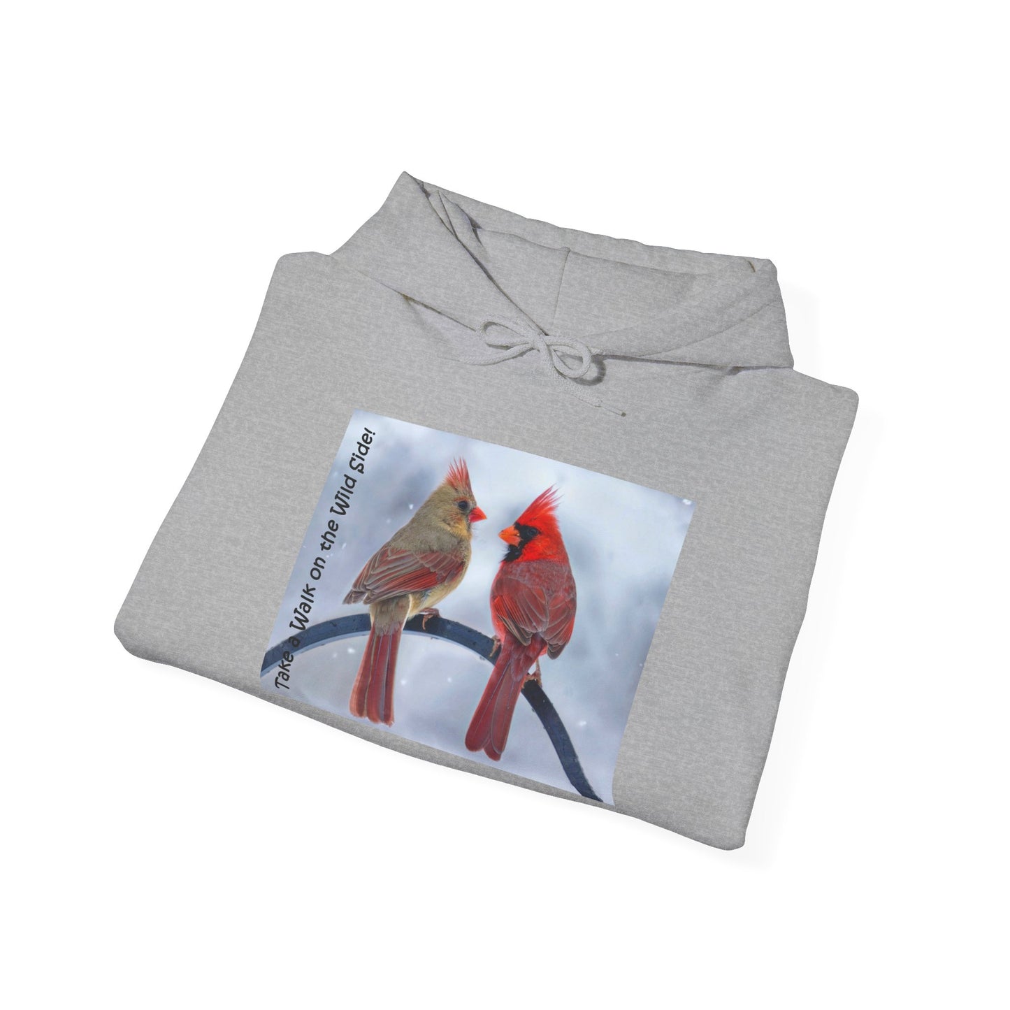 Cardinal Pair in winter on Unisex Heavy Blend™ Hooded Sweatshirt