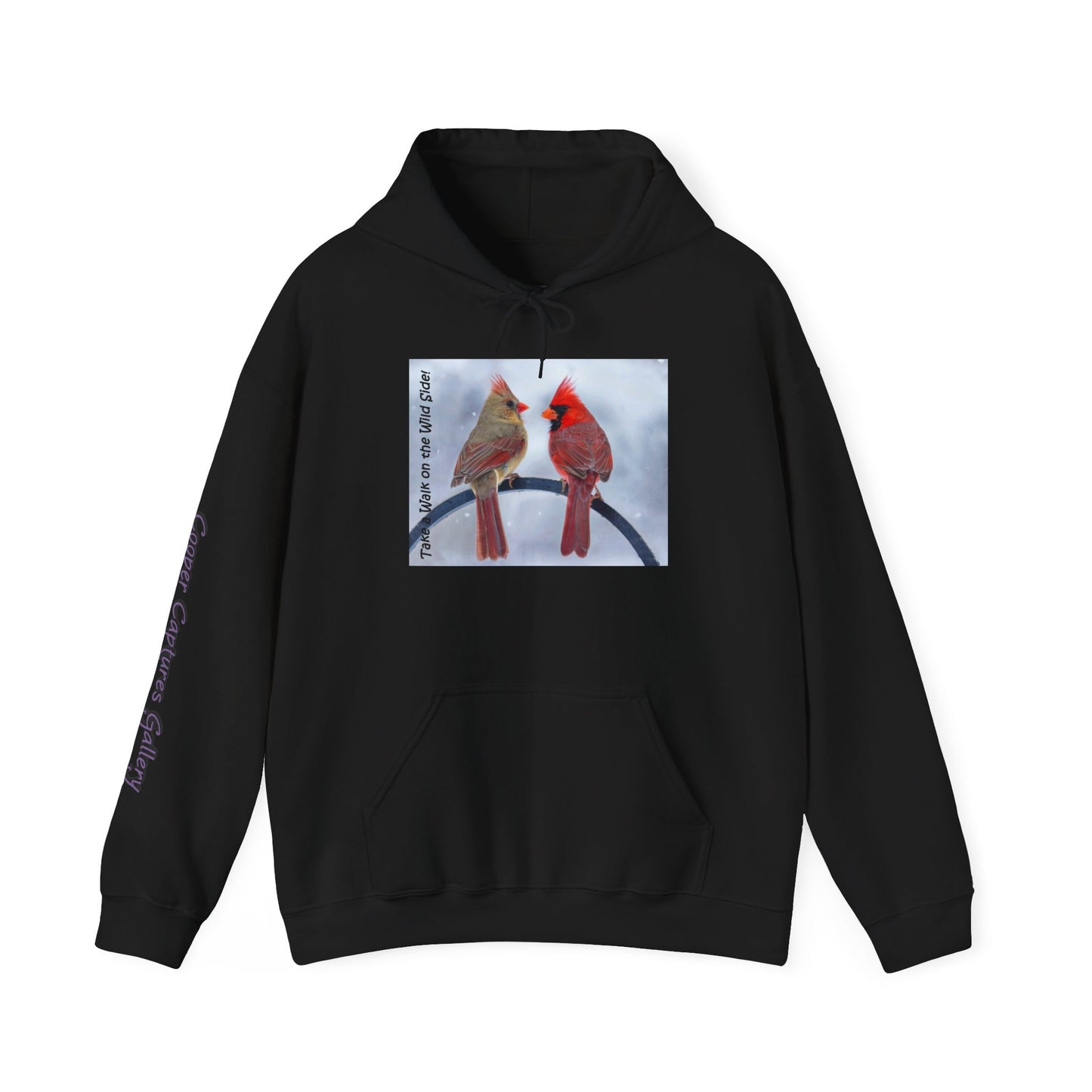 Cardinal Pair in winter on Unisex Heavy Blend™ Hooded Sweatshirt