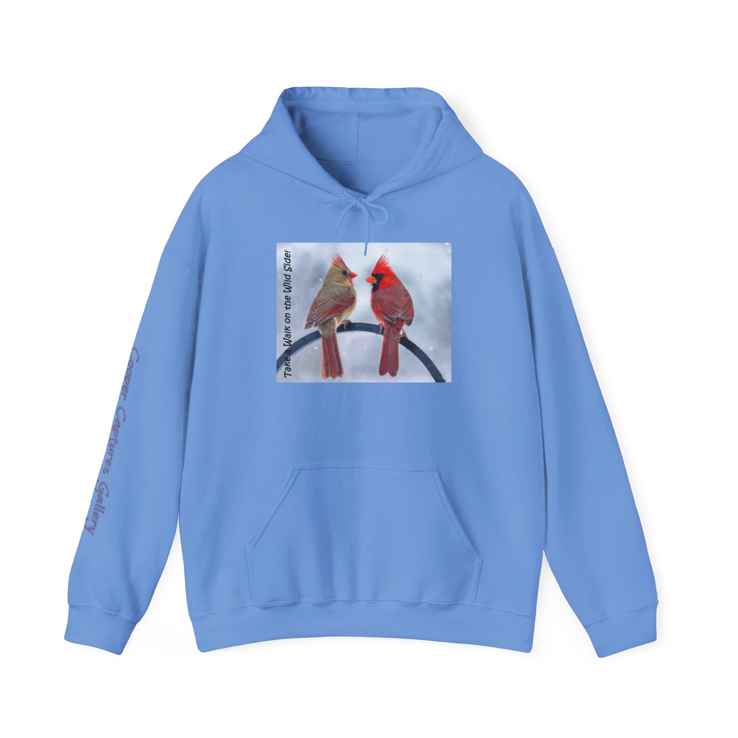 Cardinal Pair in winter on Unisex Heavy Blend™ Hooded Sweatshirt