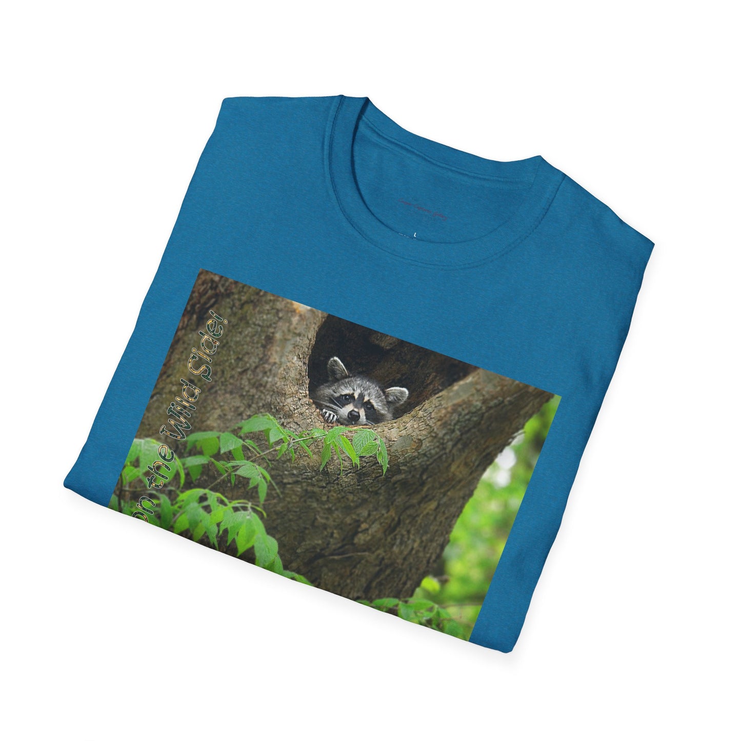 Playful raccoon in a tree hole with "Private Property" sign - T-shirt
