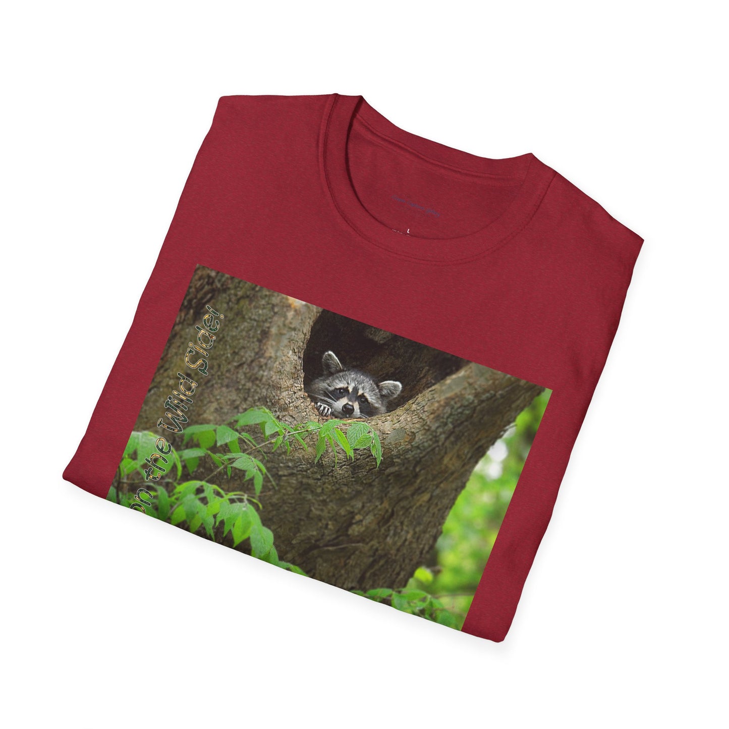 Playful raccoon in a tree hole with "Private Property" sign - T-shirt