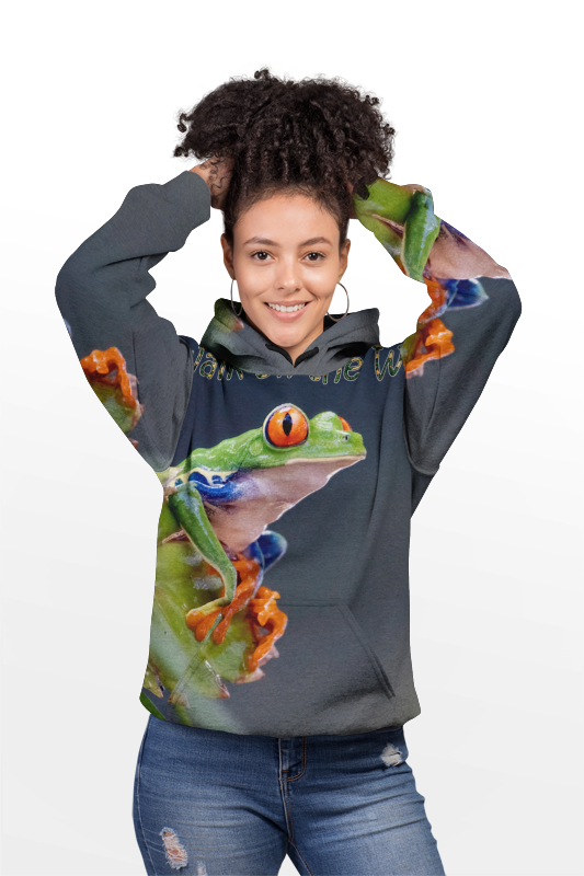 Costa Rican Red-Eyed Tree Frog in a leaf - Heavy Blend™ Hooded Sweatshirt