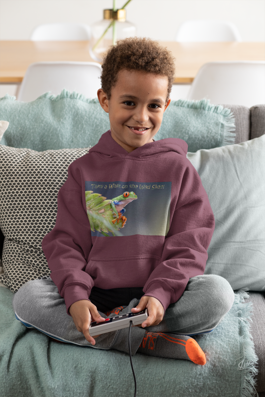 Costa Rican Red-Eyed Tree Frog in a leaf - Heavy Blend™ Hooded Sweatshirt