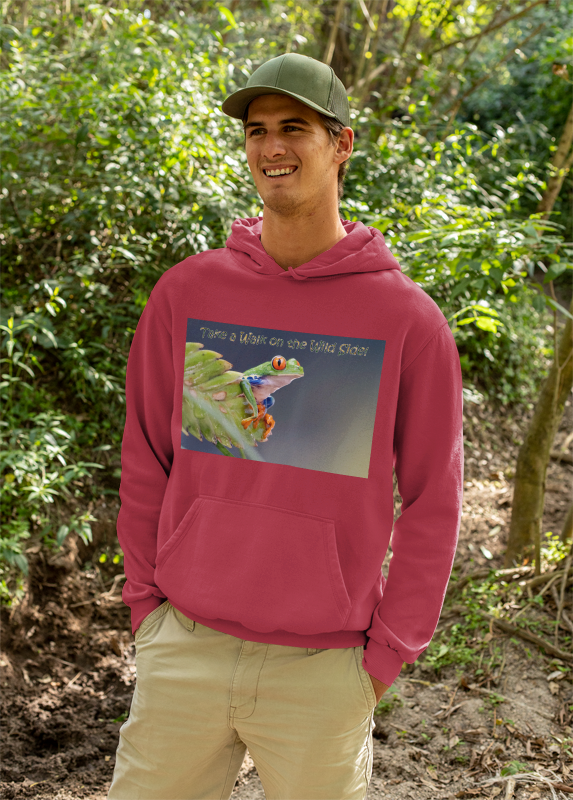 Costa Rican Red-Eyed Tree Frog in a leaf - Heavy Blend™ Hooded Sweatshirt