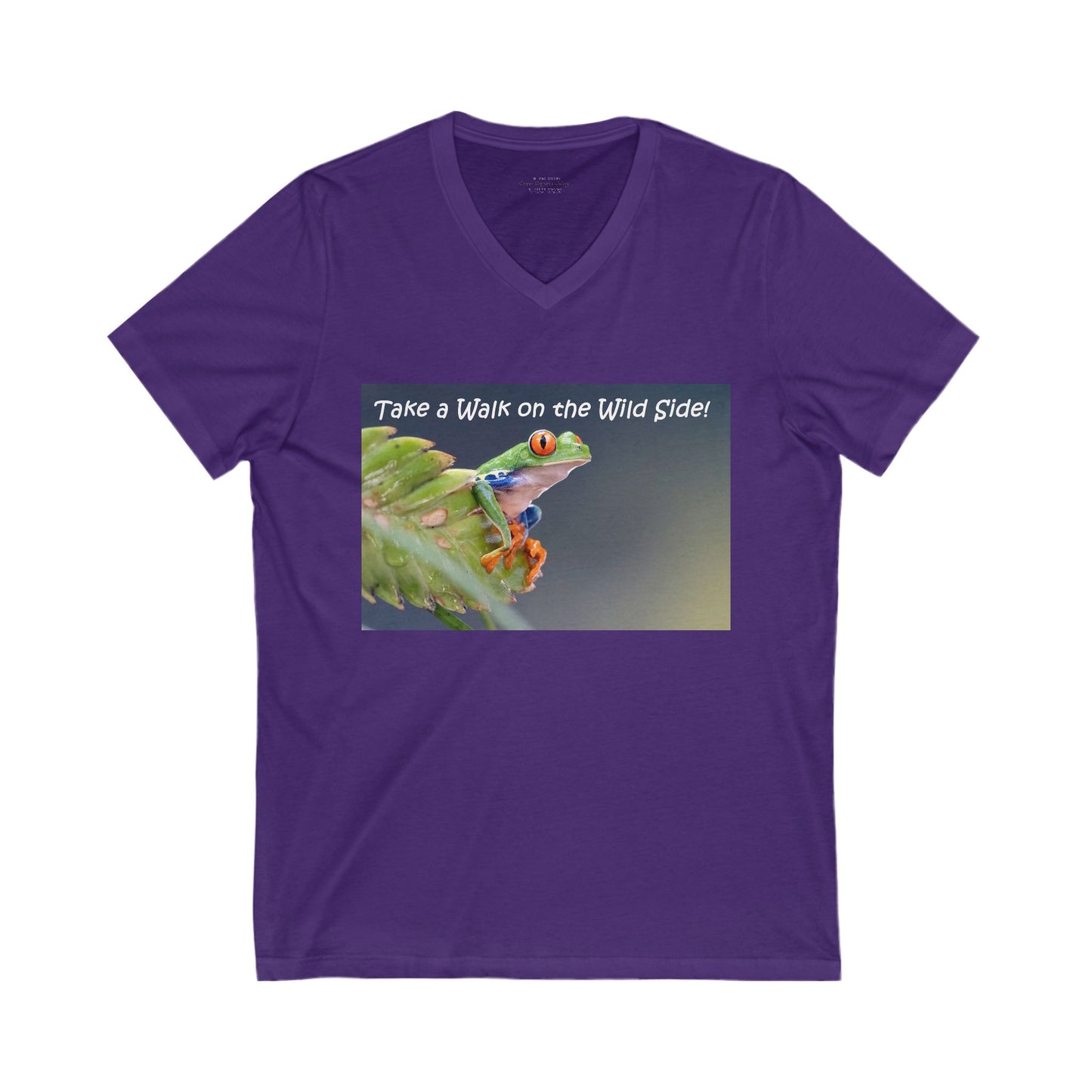 Costa Rican Red-Eyed Tree Frog on a leaf - V-Neck Tee-Shirt