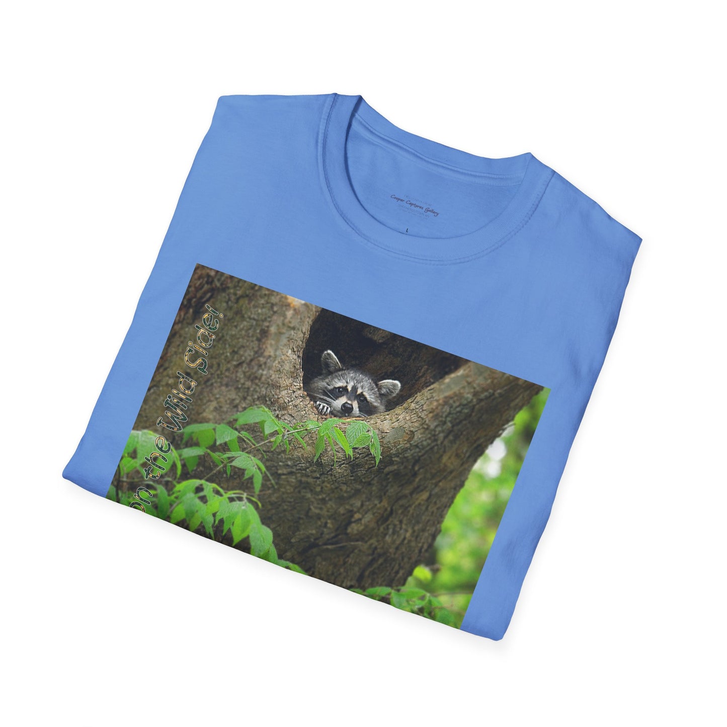 Playful raccoon in a tree hole with "Private Property" sign - T-shirt