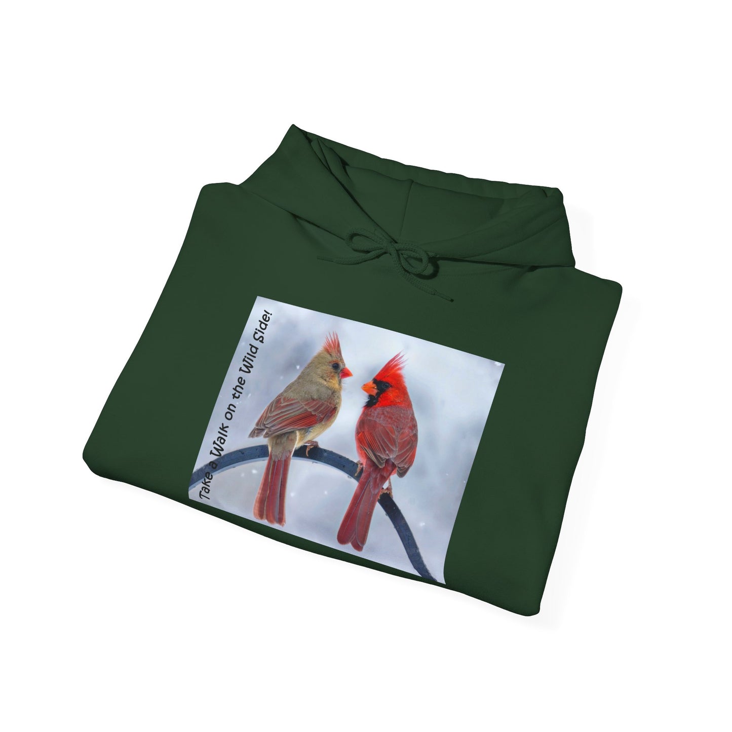 Cardinal Pair in winter on Unisex Heavy Blend™ Hooded Sweatshirt
