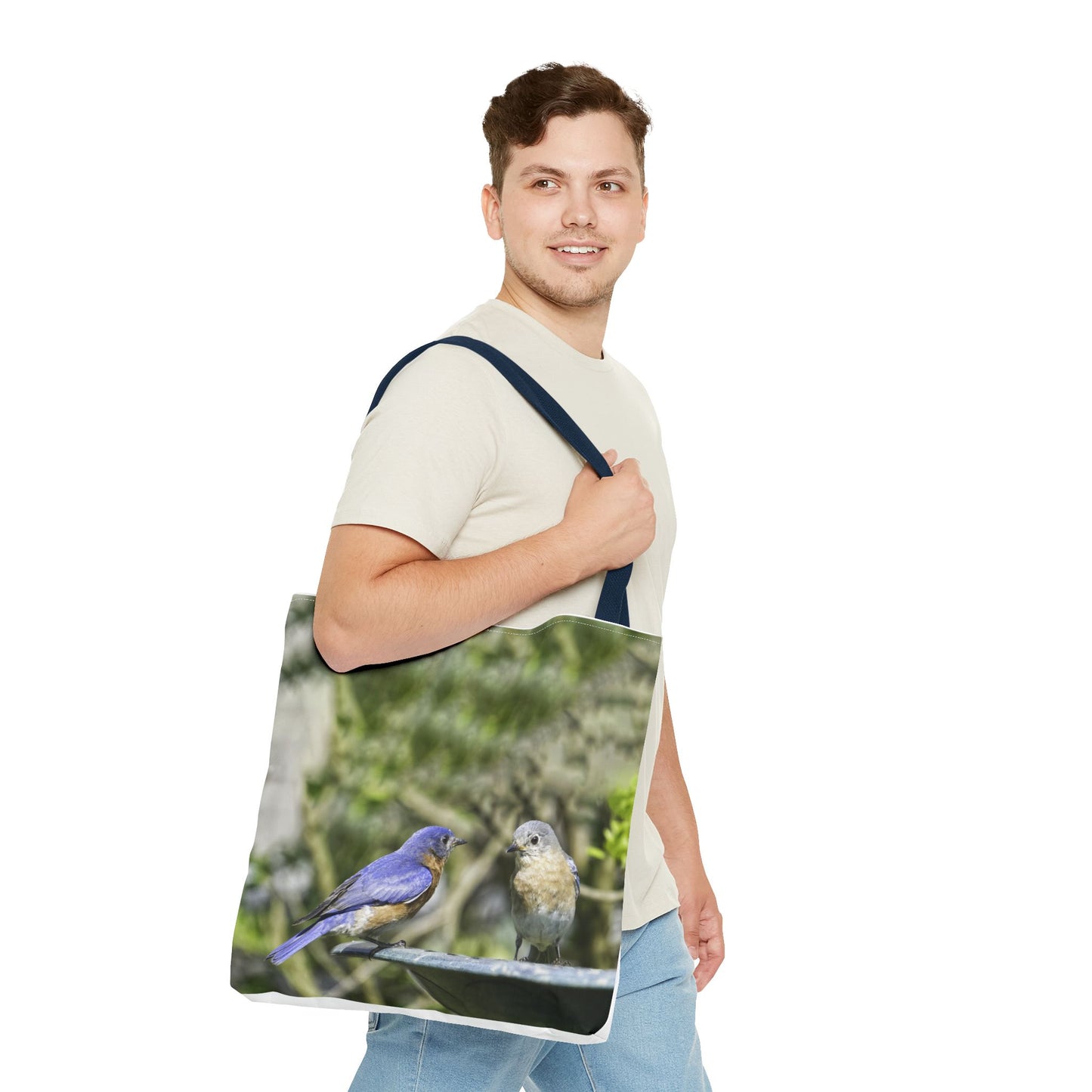 Bluebirds Tote Bag - Nature-Inspired Eco-Friendly Shopping Bag
