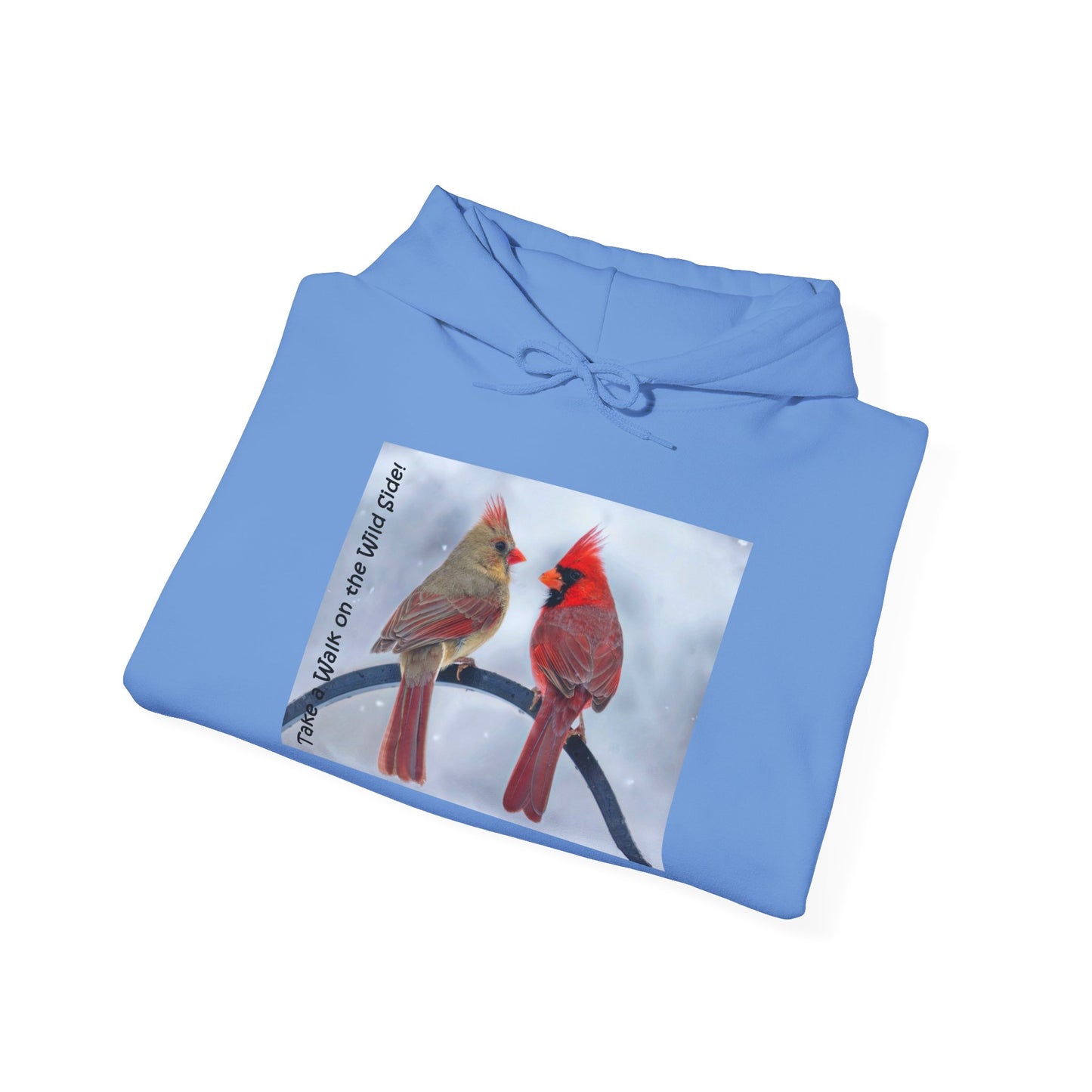 Cardinal Pair in winter on Unisex Heavy Blend™ Hooded Sweatshirt