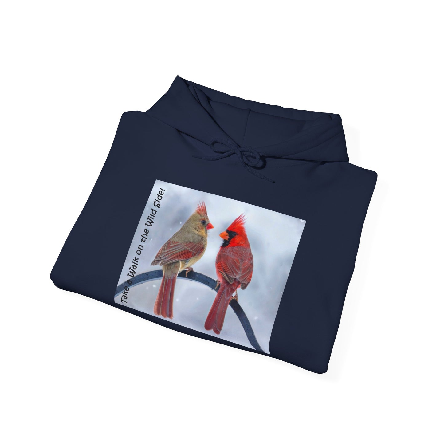 Cardinal Pair in winter on Unisex Heavy Blend™ Hooded Sweatshirt