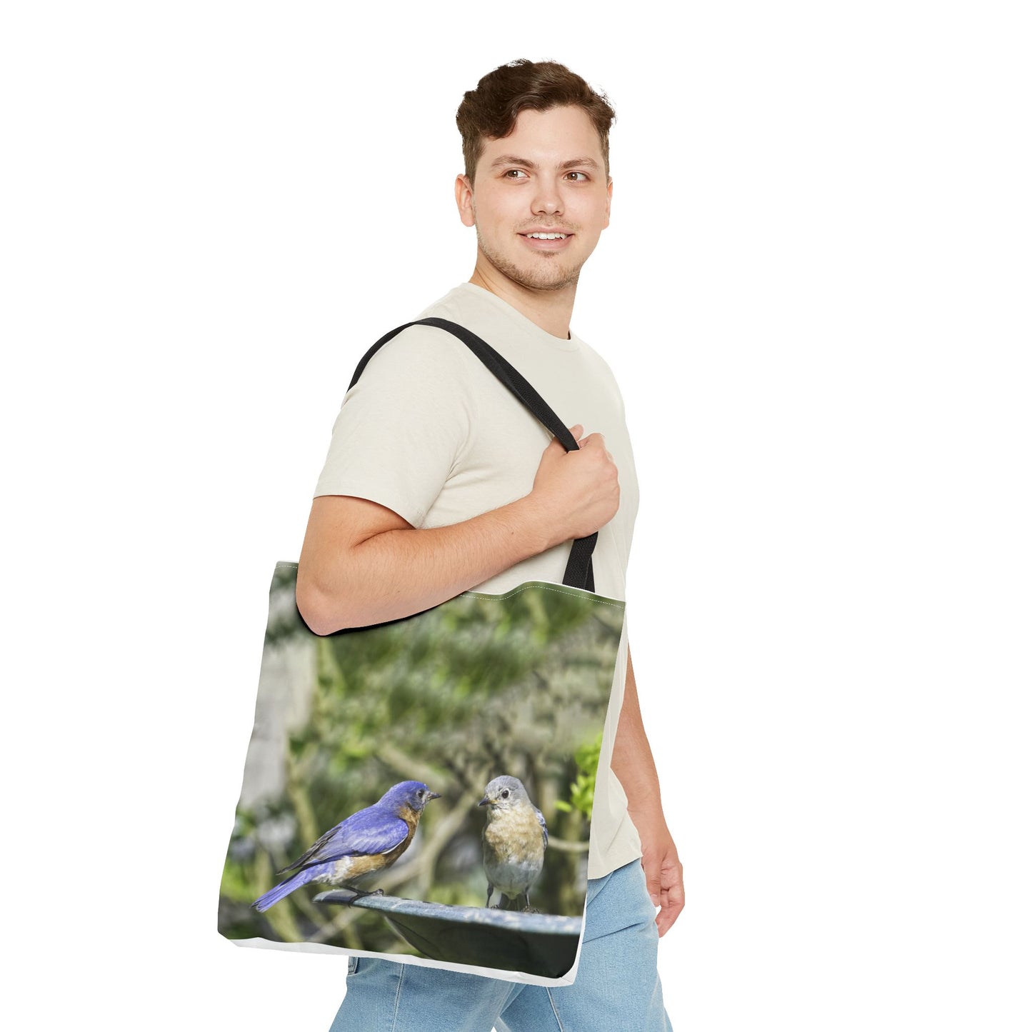 Bluebirds Tote Bag - Nature-Inspired Eco-Friendly Shopping Bag