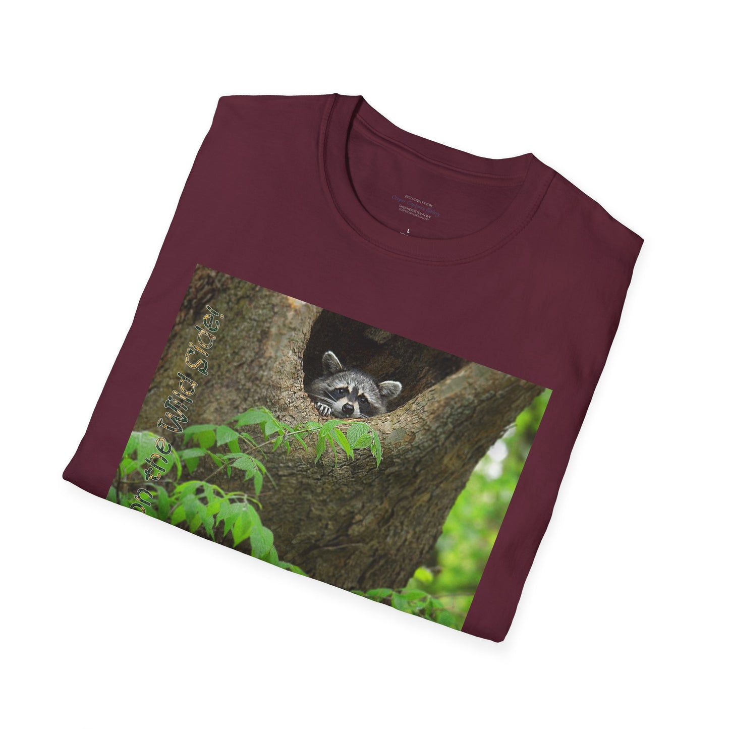 Playful raccoon in a tree hole with "Private Property" sign - T-shirt