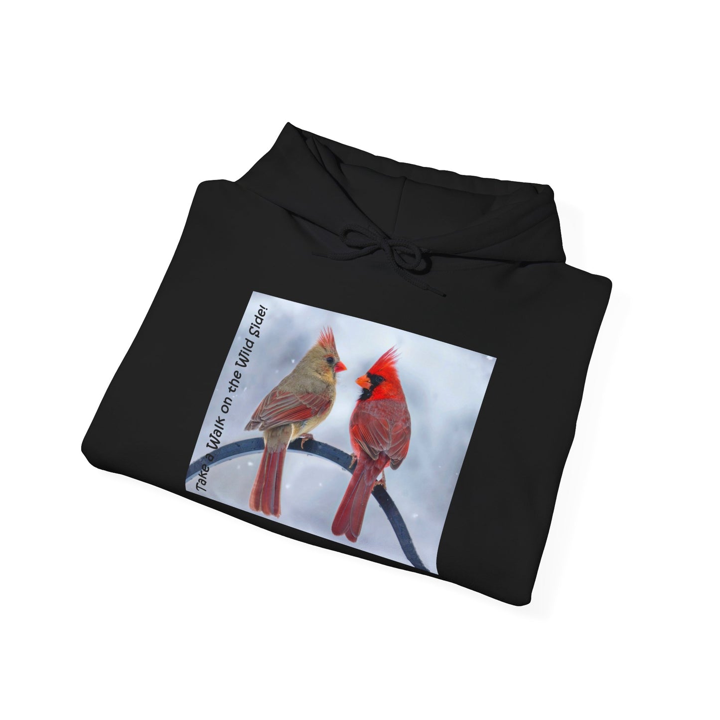 Cardinal Pair in winter on Unisex Heavy Blend™ Hooded Sweatshirt