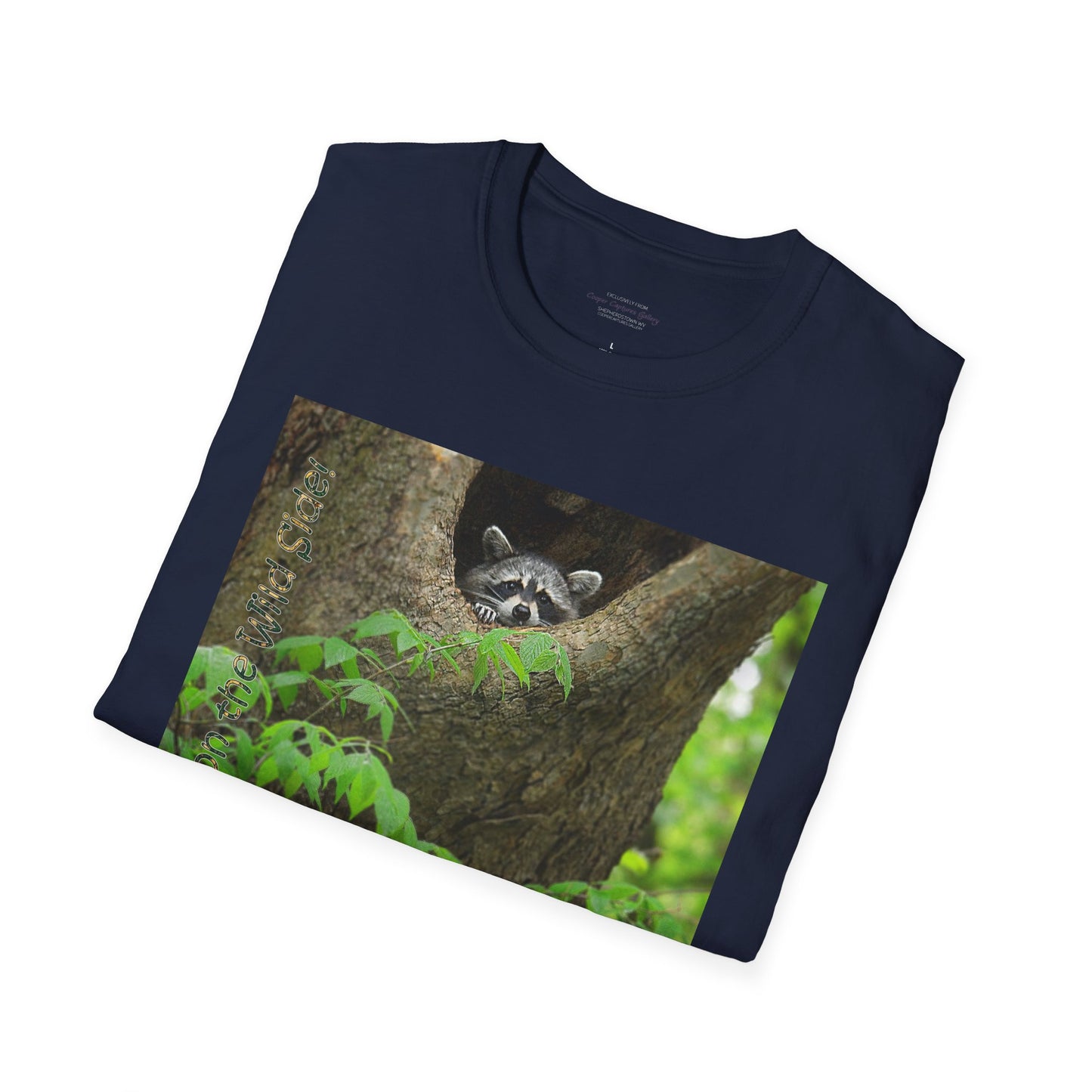 Playful raccoon in a tree hole with "Private Property" sign - T-shirt