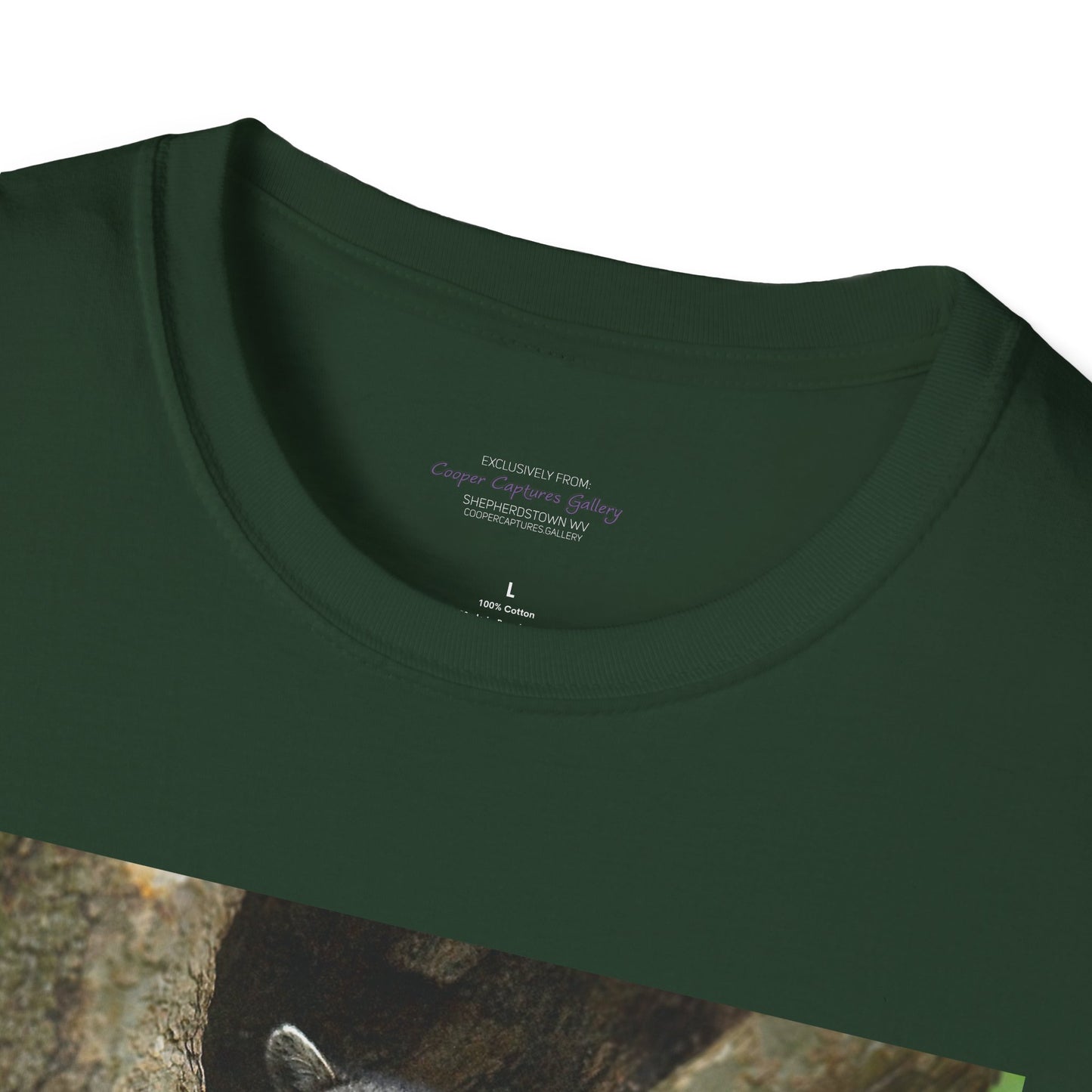 Playful raccoon in a tree hole with "Private Property" sign - T-shirt