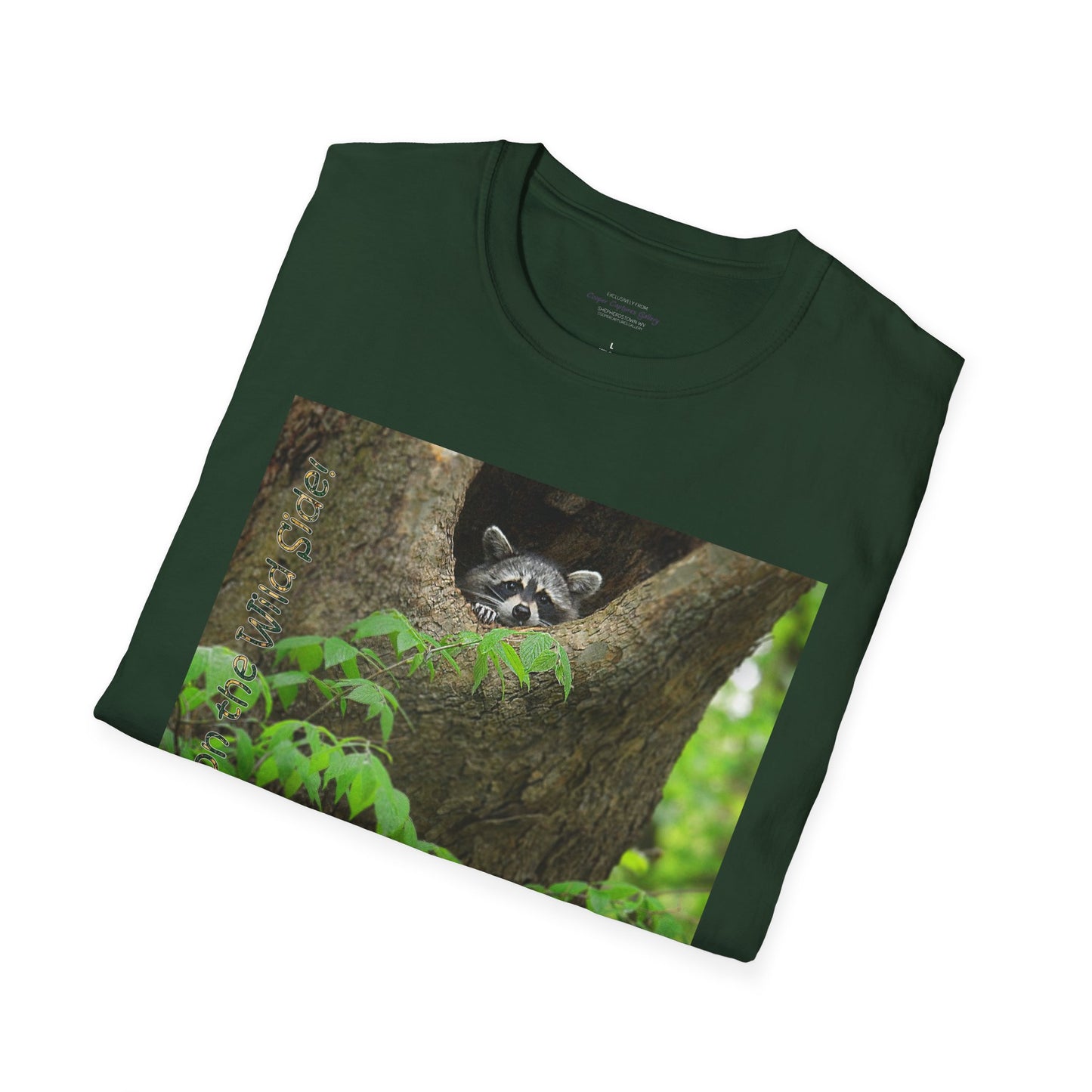 Playful raccoon in a tree hole with "Private Property" sign - T-shirt