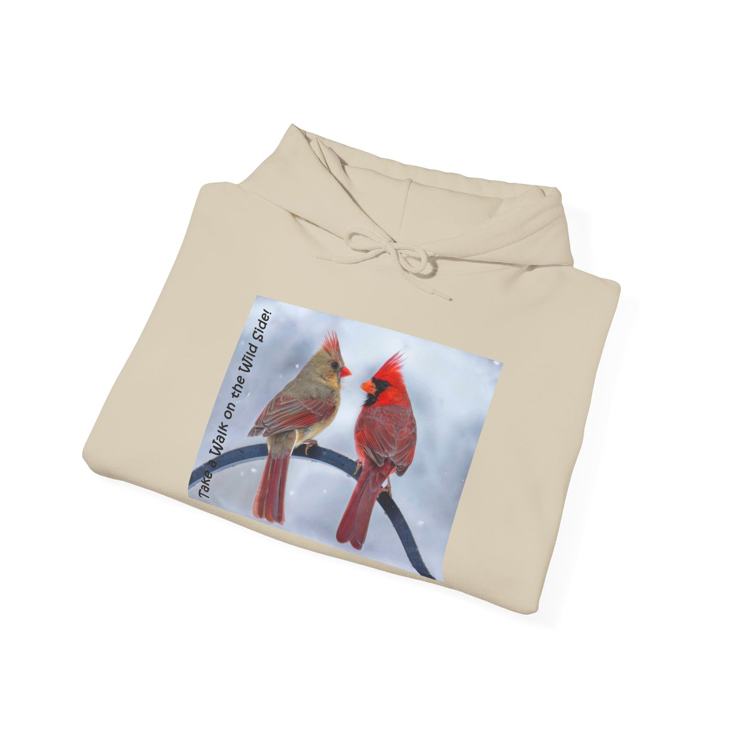 Cardinal Pair in winter on Unisex Heavy Blend™ Hooded Sweatshirt